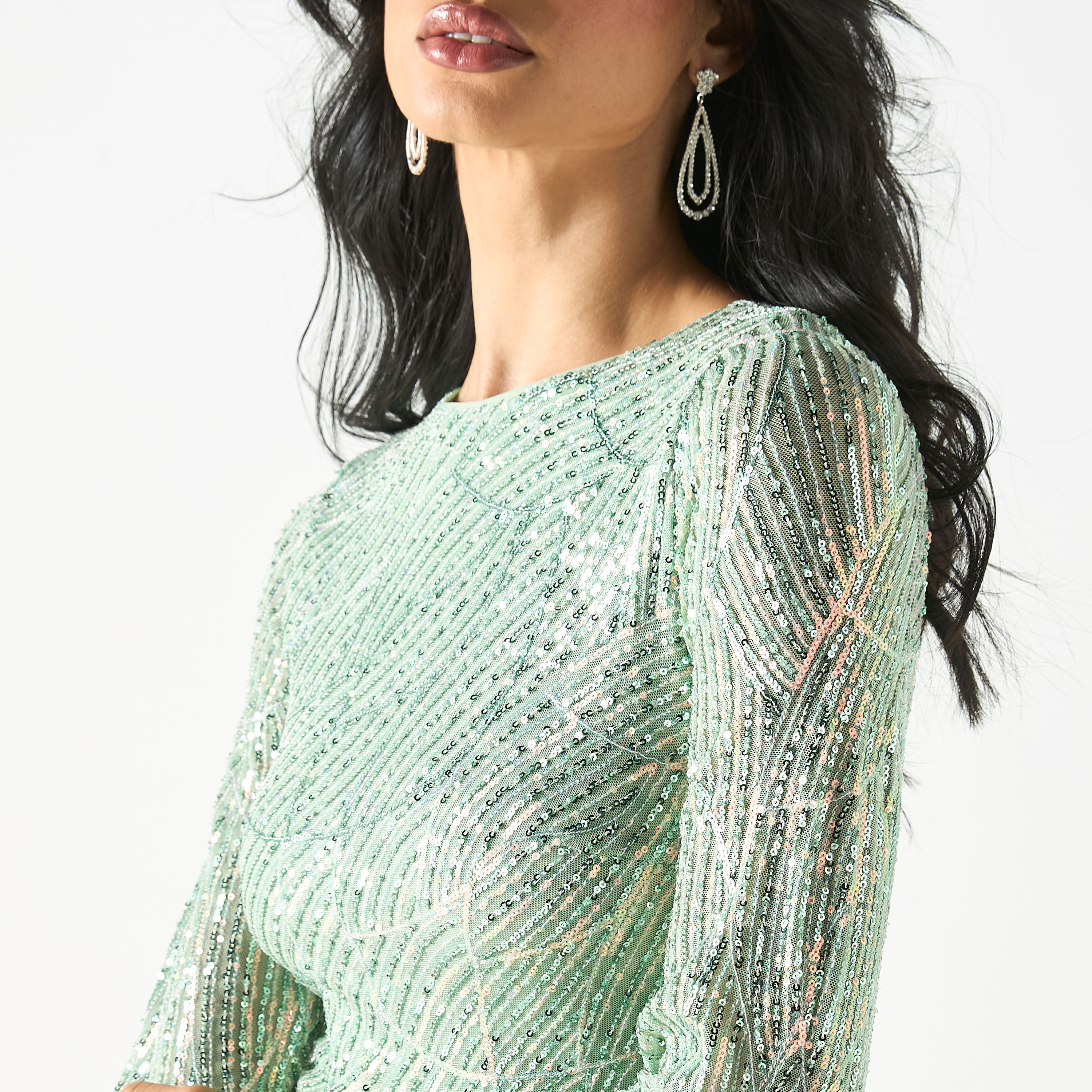 All-Over Embellished Flared Leg Jumpsuit with Long Sleeves-women-clothing-jumpsuits-image-4