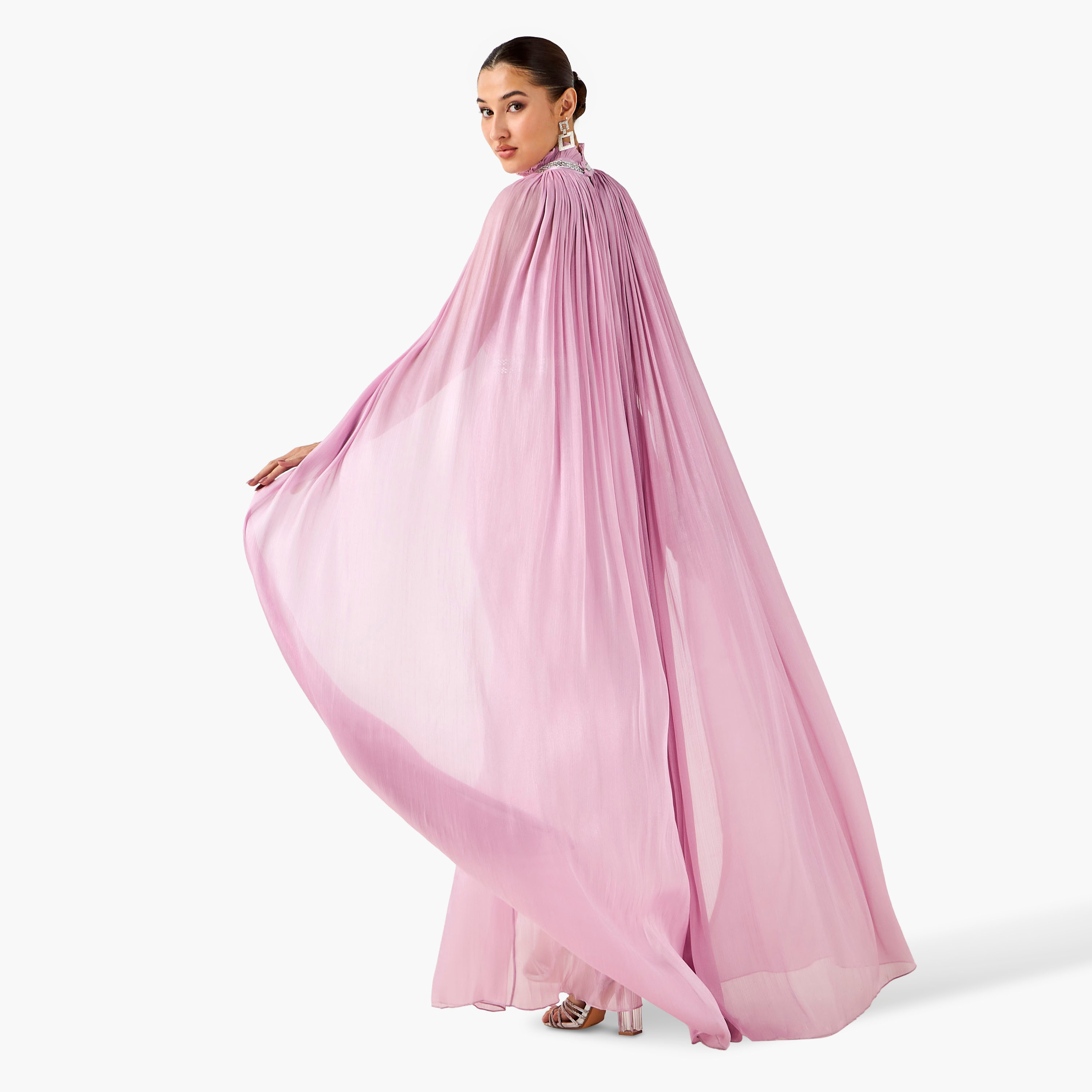 فستان بوليستر ماكسي بكتف واحد وكاب من جولدن أبل-women-clothing-dresses-image-3