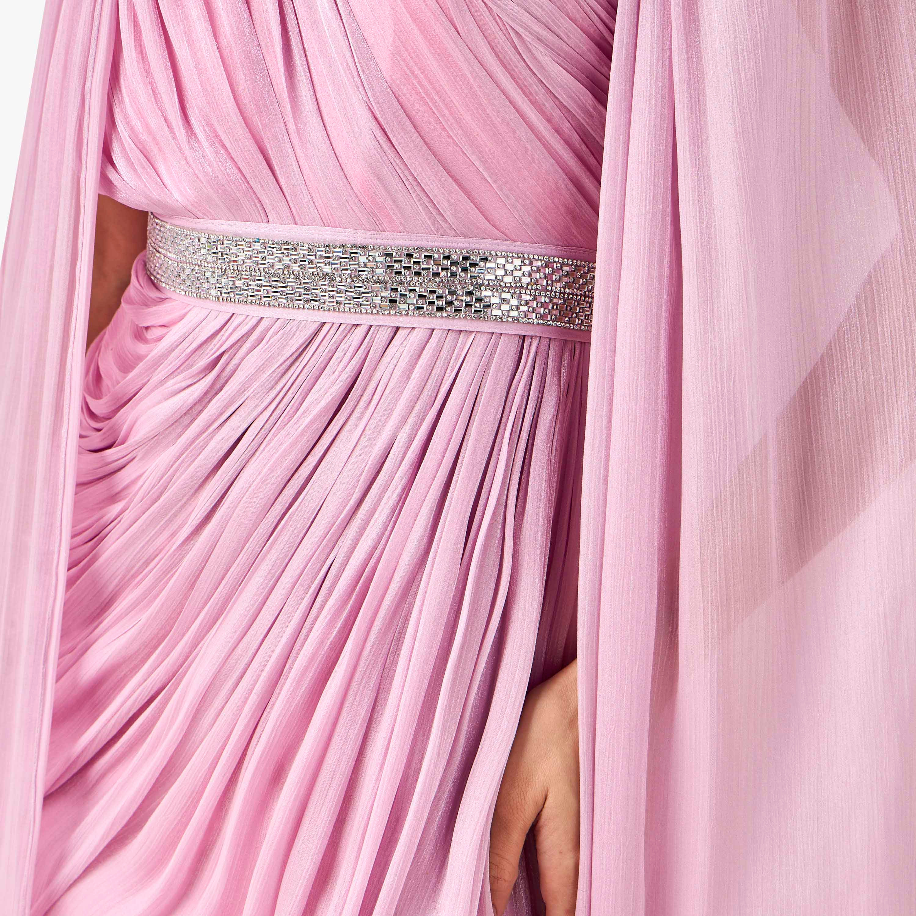 فستان بوليستر ماكسي بكتف واحد وكاب من جولدن أبل-women-clothing-dresses-image-8