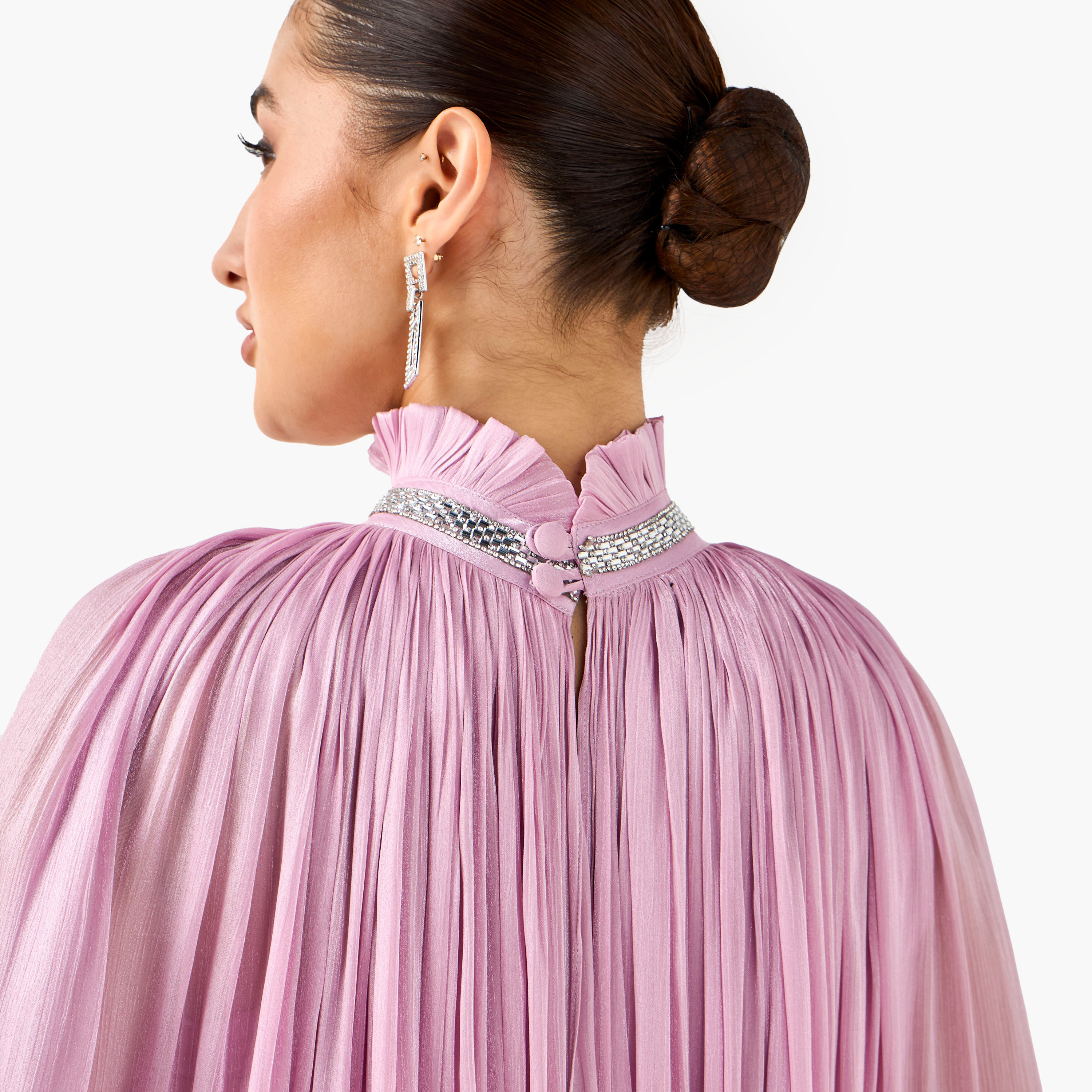 Golden Apple One Shoulder Maxi Polyester Dress with Cape-women-clothing-dresses-image-7