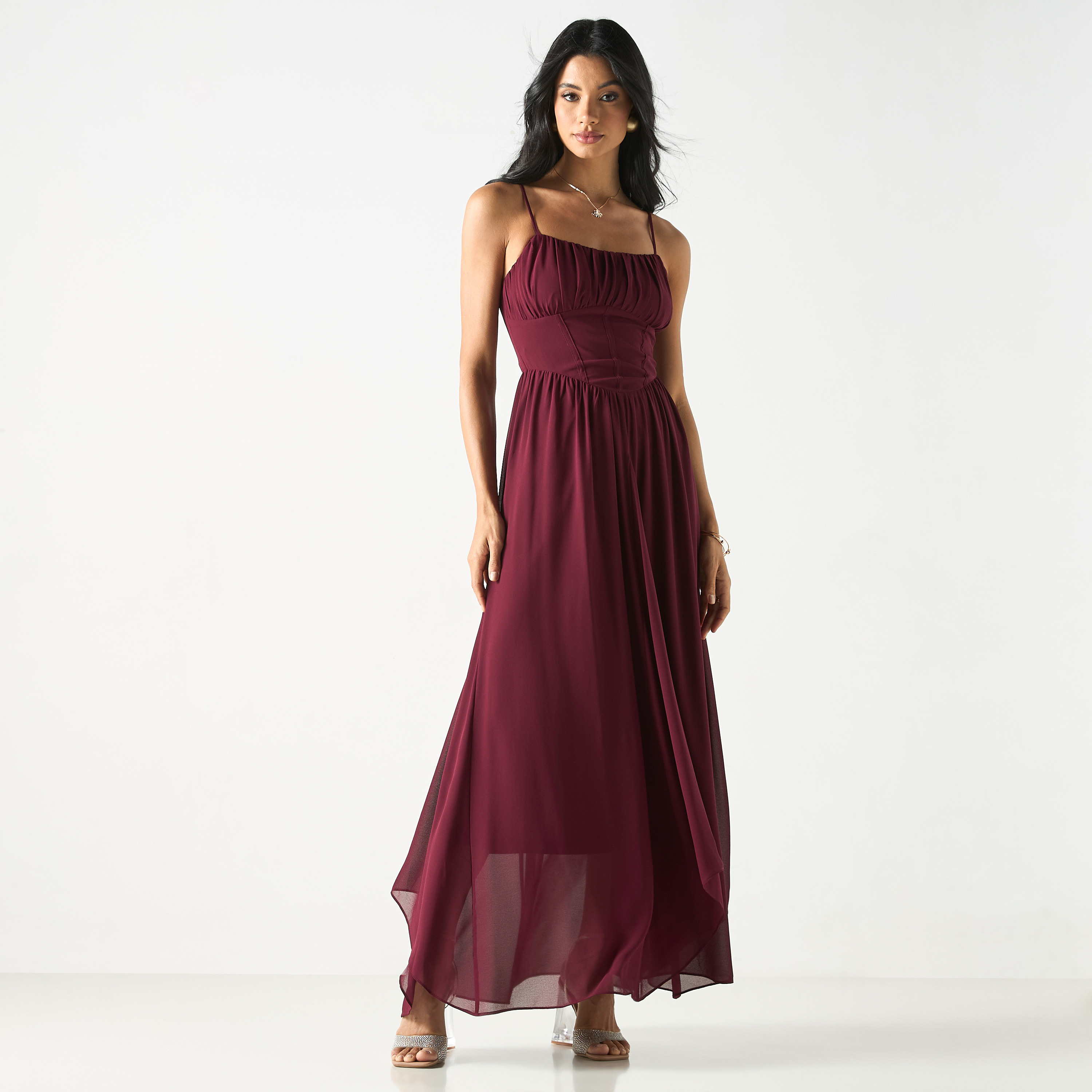 Solid Sleeveless Dress with Spaghetti Straps and Zip Closure-women-clothing-dresses-image-1
