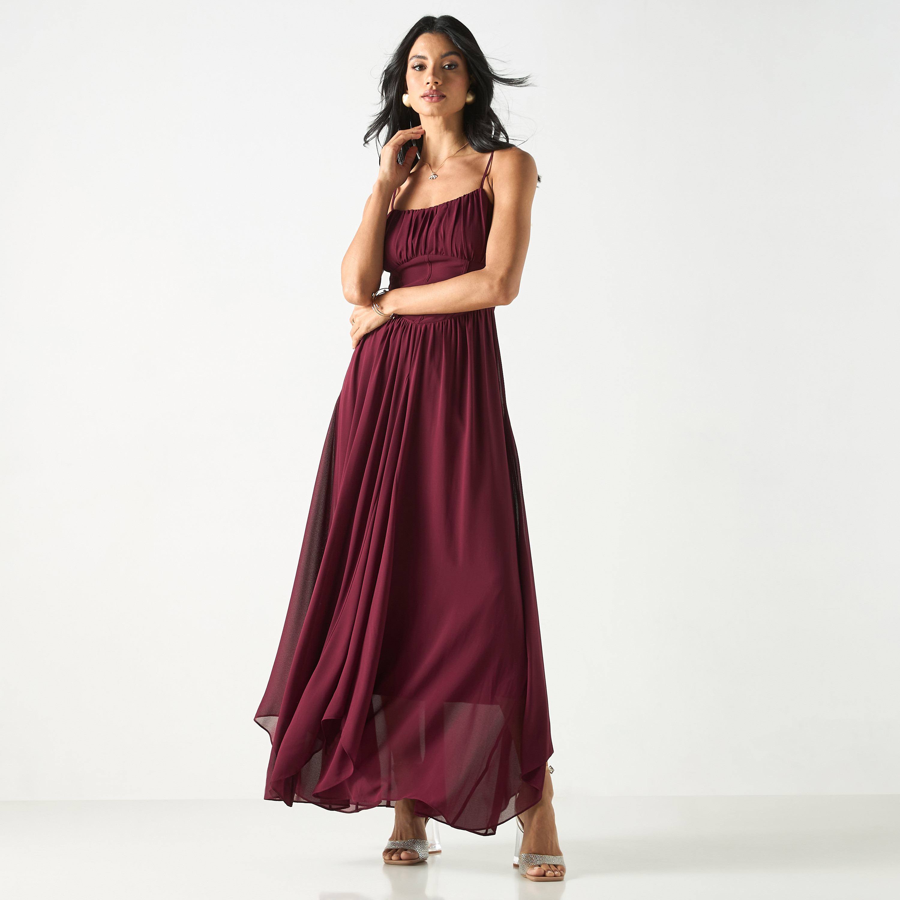 Solid Sleeveless Dress with Spaghetti Straps and Zip Closure-women-clothing-dresses-image-2