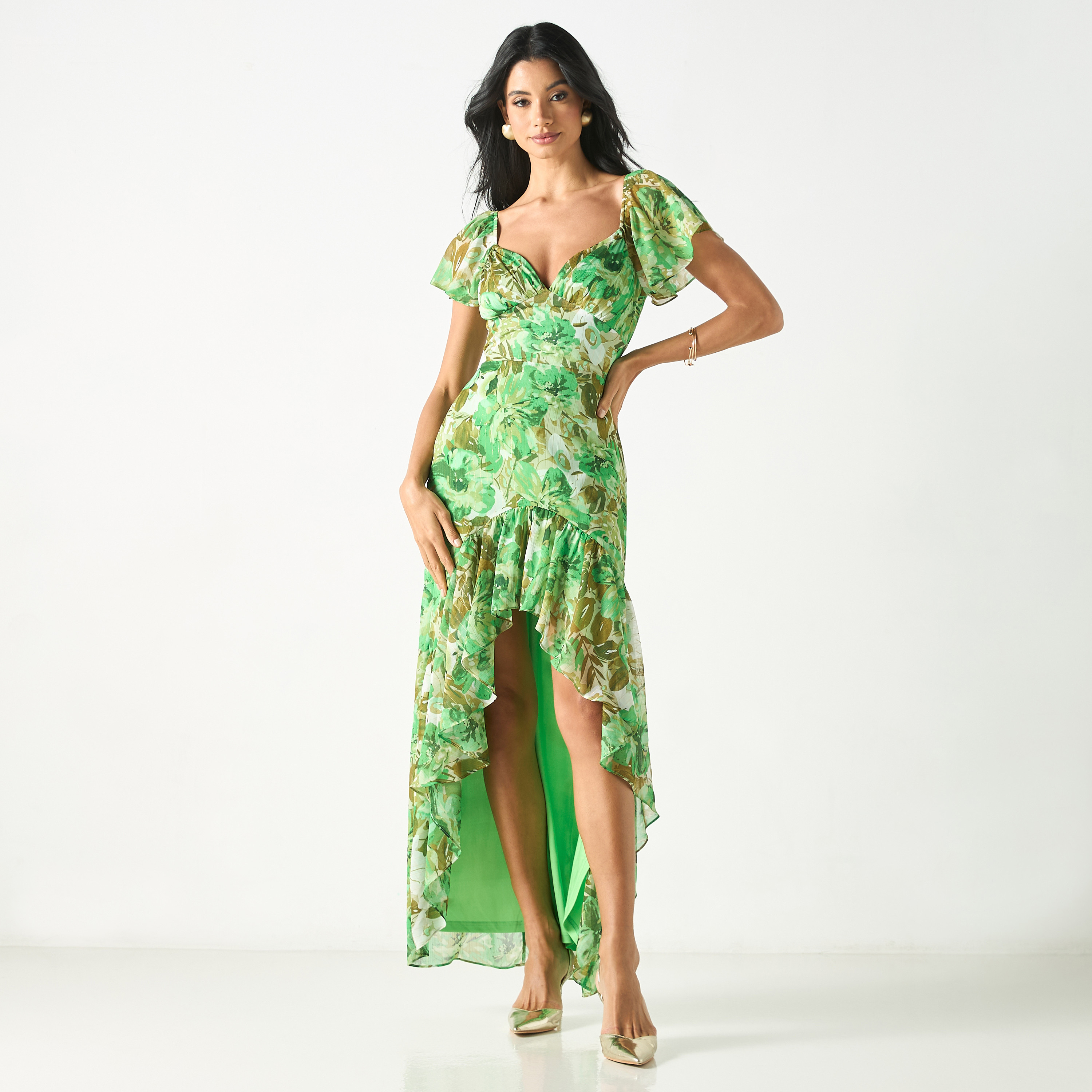 فستان بطبعات زهرية بياقة على شكل قلب وحواف غير متساوية-women-clothing-dresses-image-2