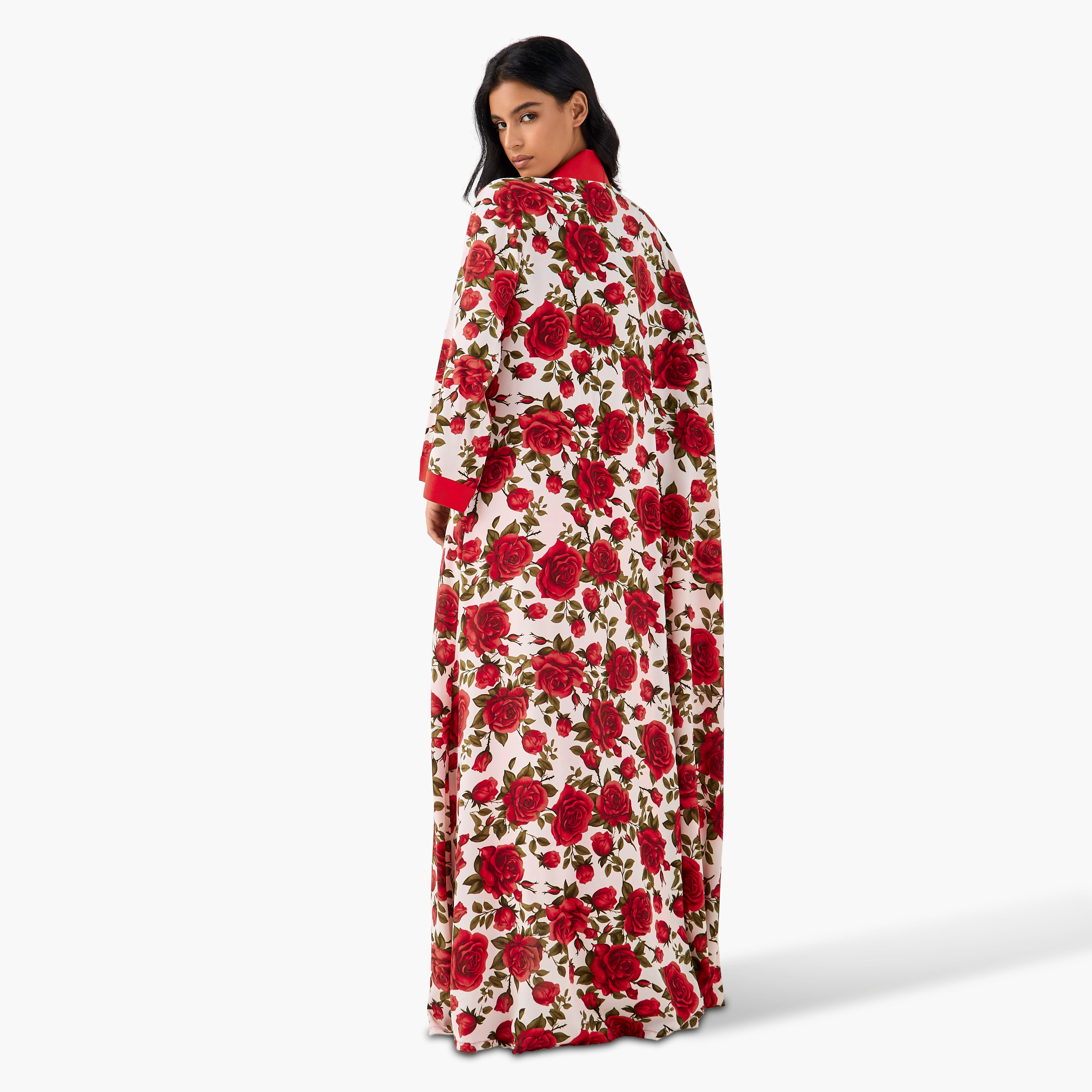 فستان ماكسي بدون أكمام بوليستر بطبعات زهور مع روب من جولدن أبل-women-clothing-dresses-image-3