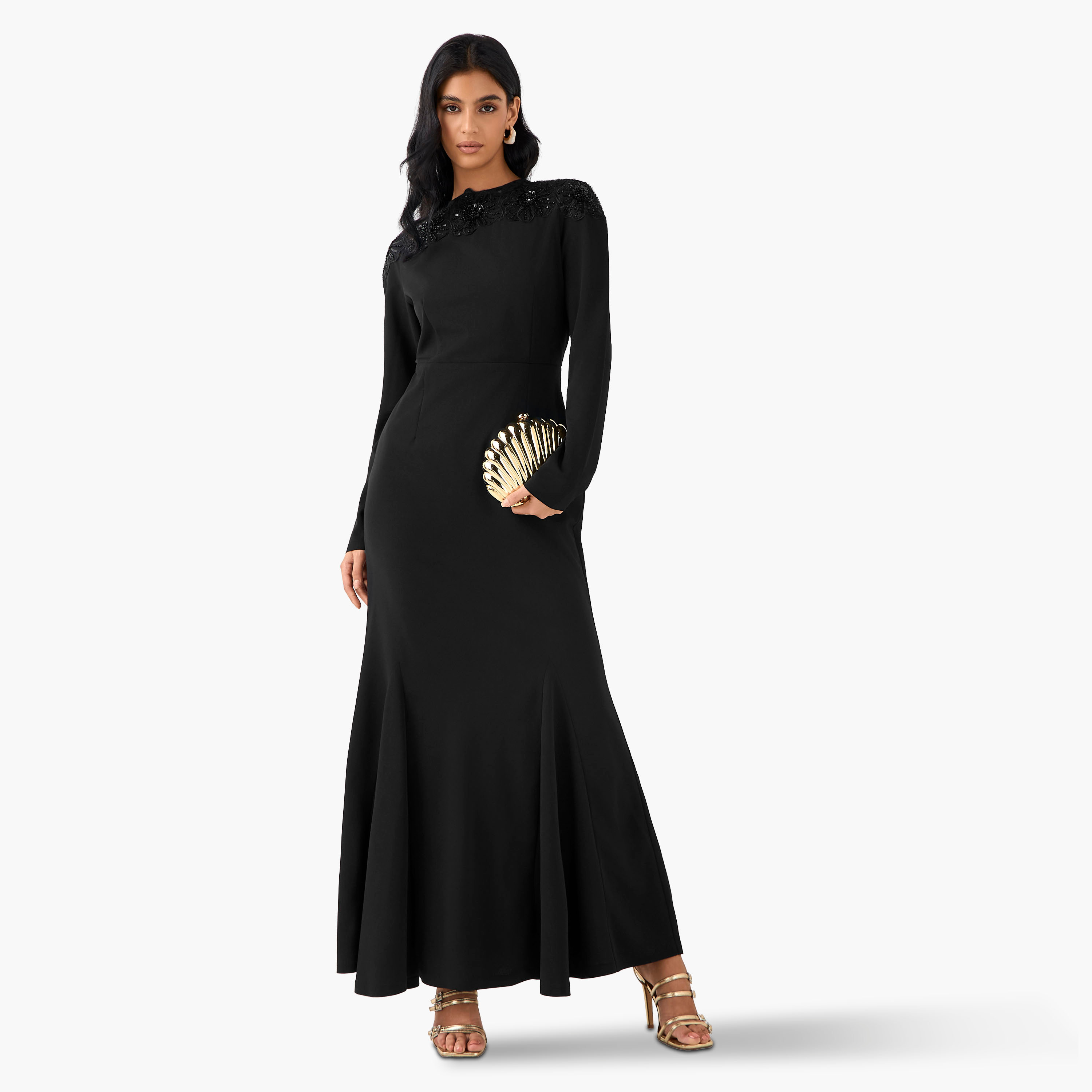 Golden Apple Bodycon Maxi Polyester Dress with Long Sleeves-women-clothing-dresses-image-2