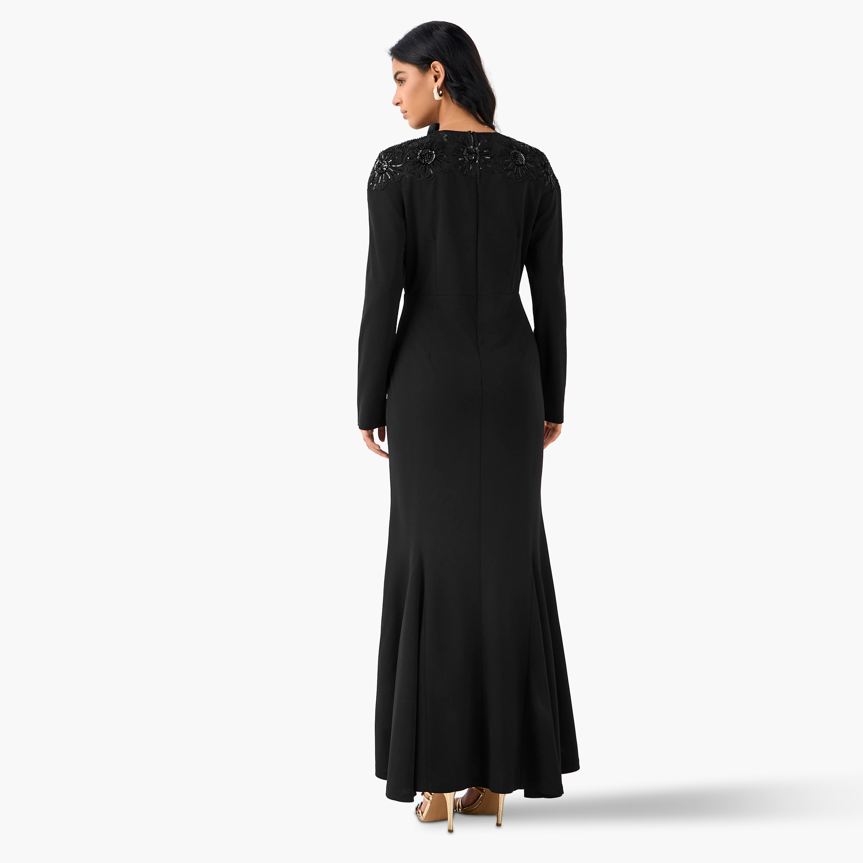 Golden Apple Bodycon Maxi Polyester Dress with Long Sleeves-women-clothing-dresses-image-3