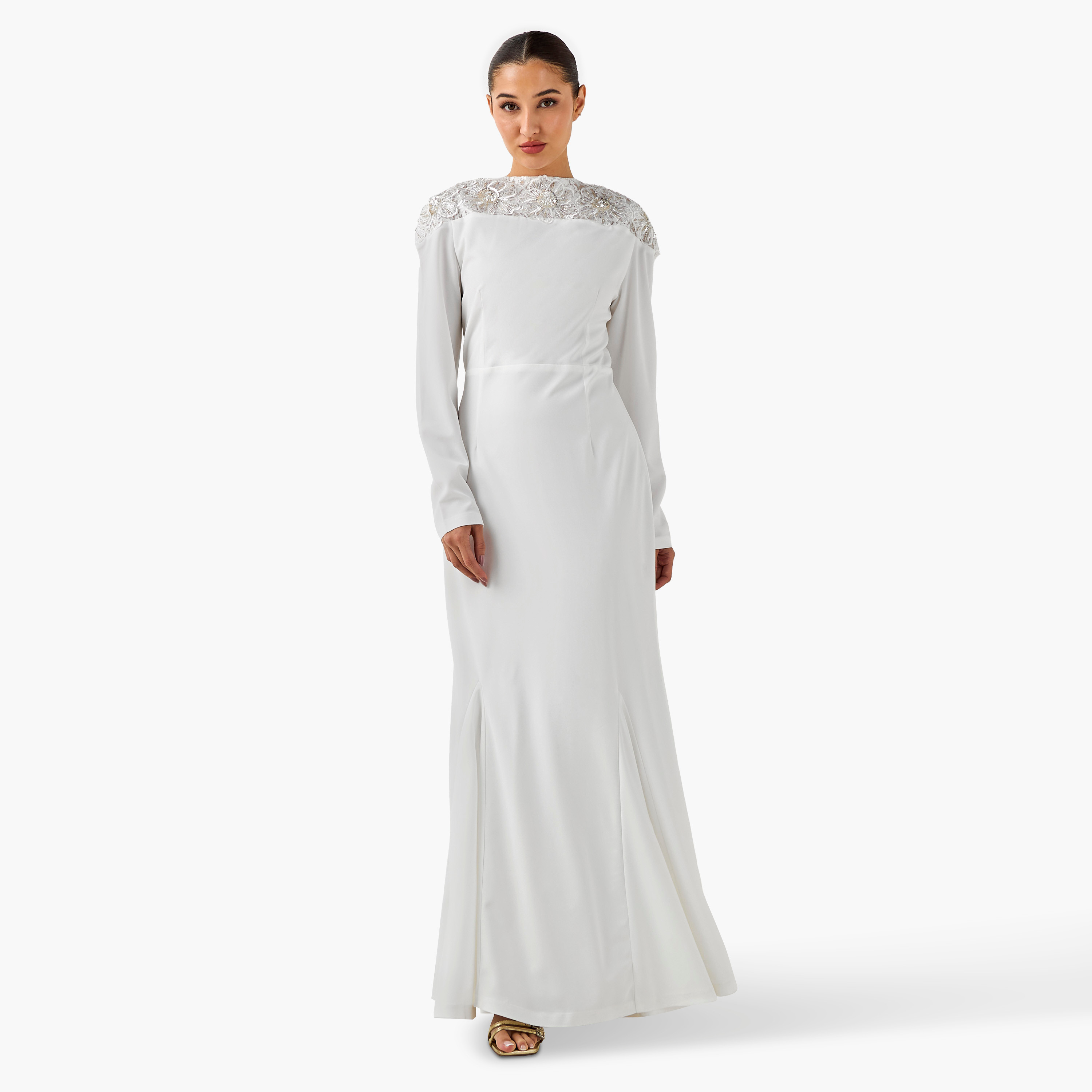 Golden Apple Bodycon Maxi Polyester Dress with Long Sleeves-women-clothing-dresses-image-2