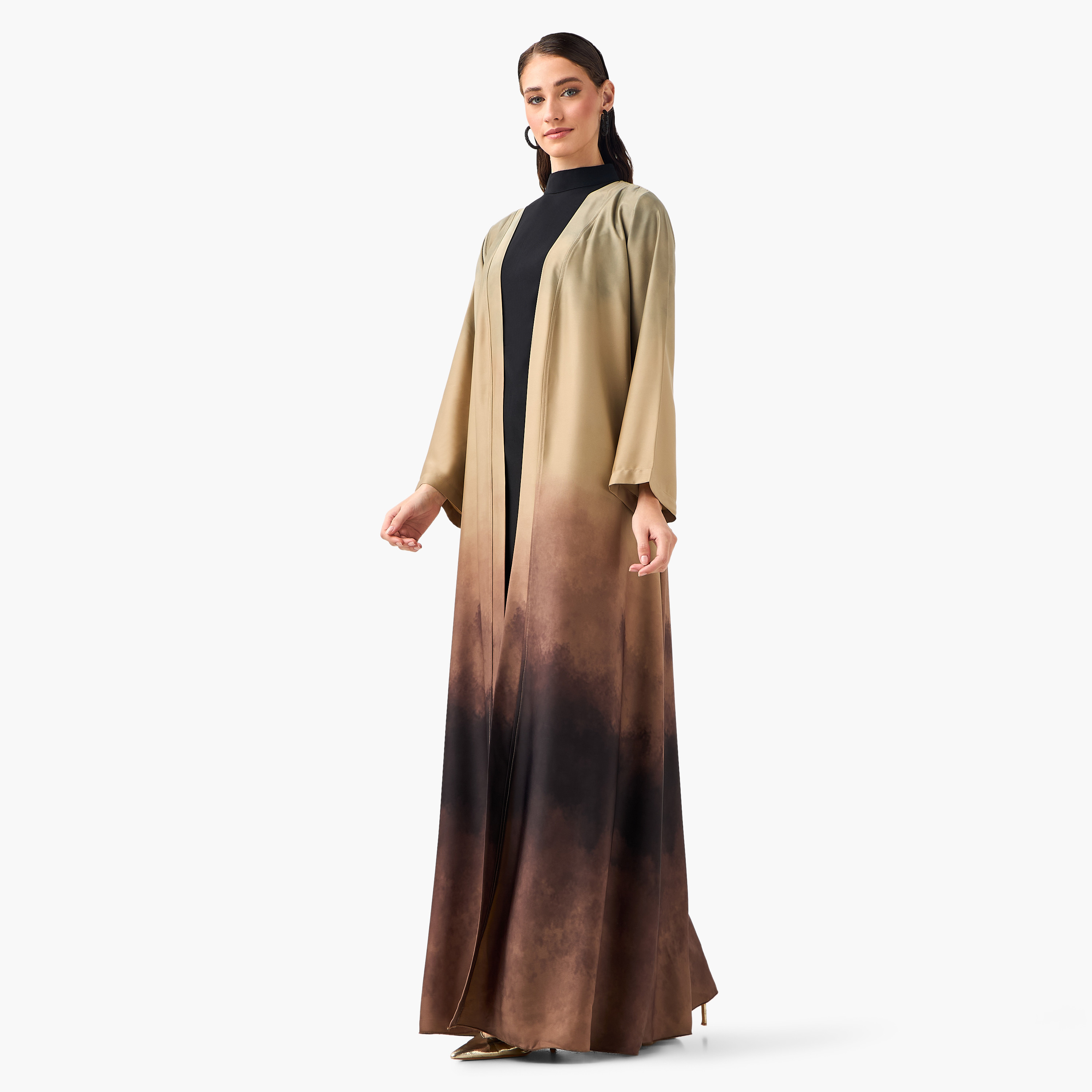 عباية نسائية بتصميم "أومبريه" متدرج الألوان من غولدن أبل-women-arabicclothing-abayas-image-1