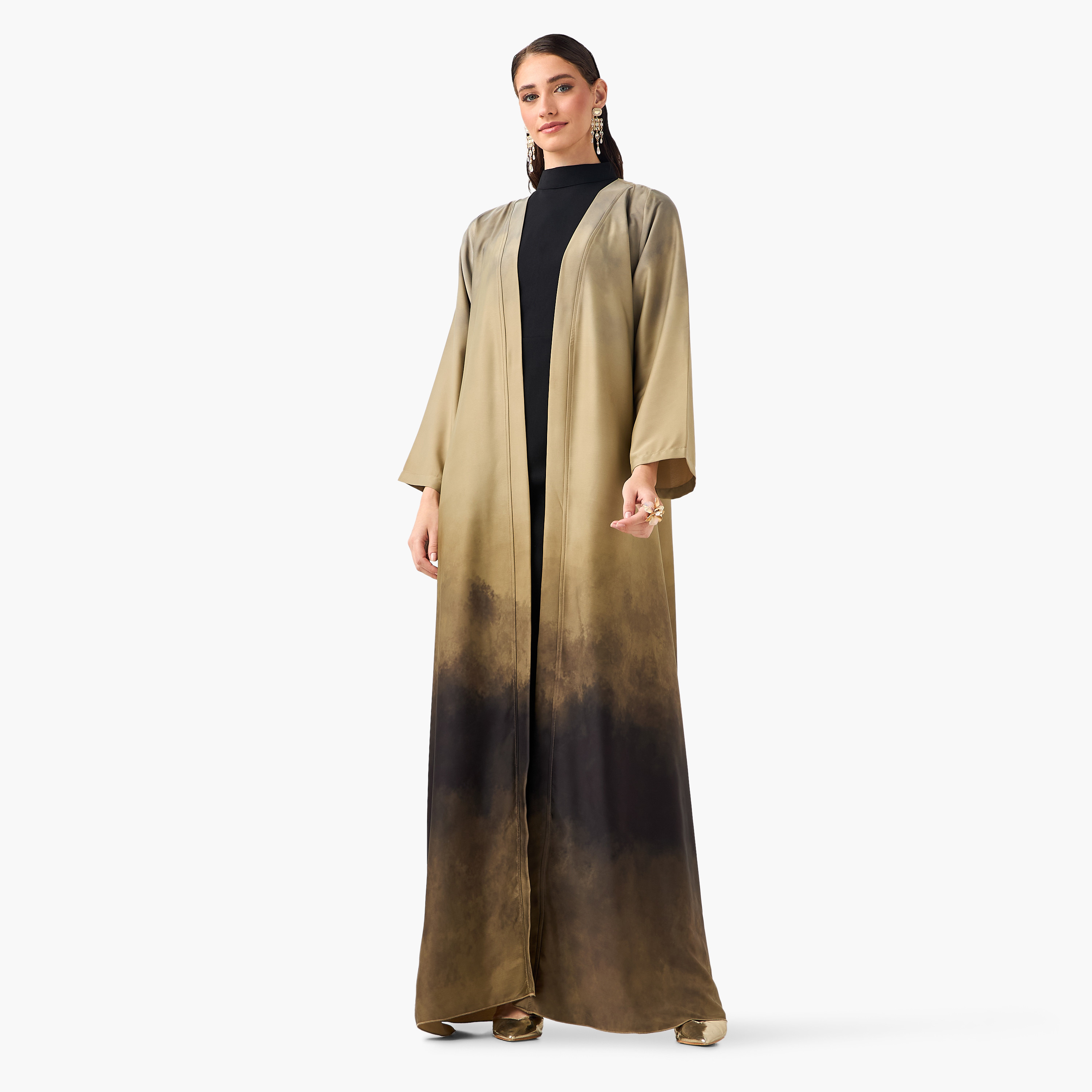 عباية نسائية بتصميم "أومبريه" متدرج الألوان من غولدن أبل-women-arabicclothing-abayas-image-1