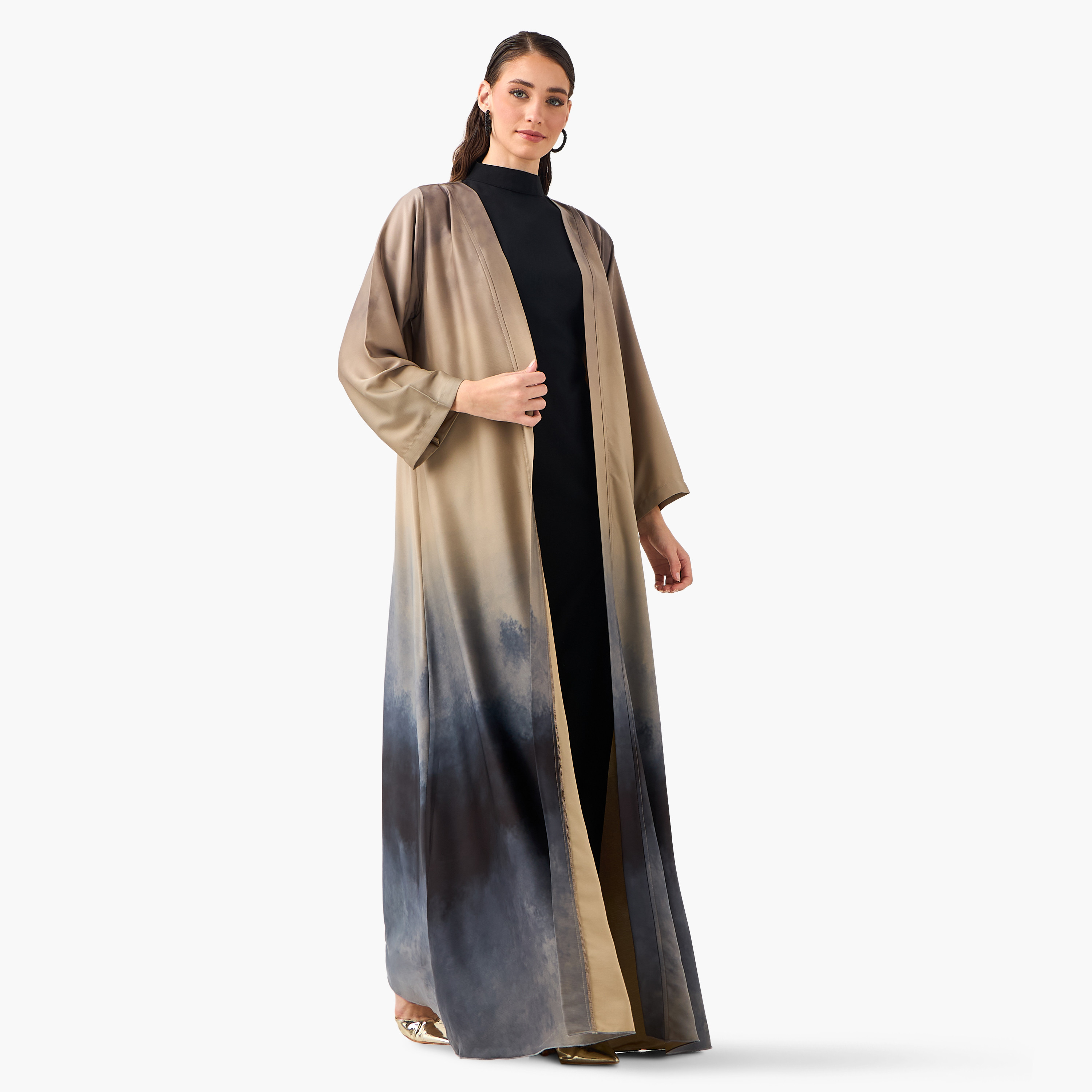 عباية نسائية بتصميم "أومبريه" متدرج الألوان من غولدن أبل-women-arabicclothing-abayas-image-1