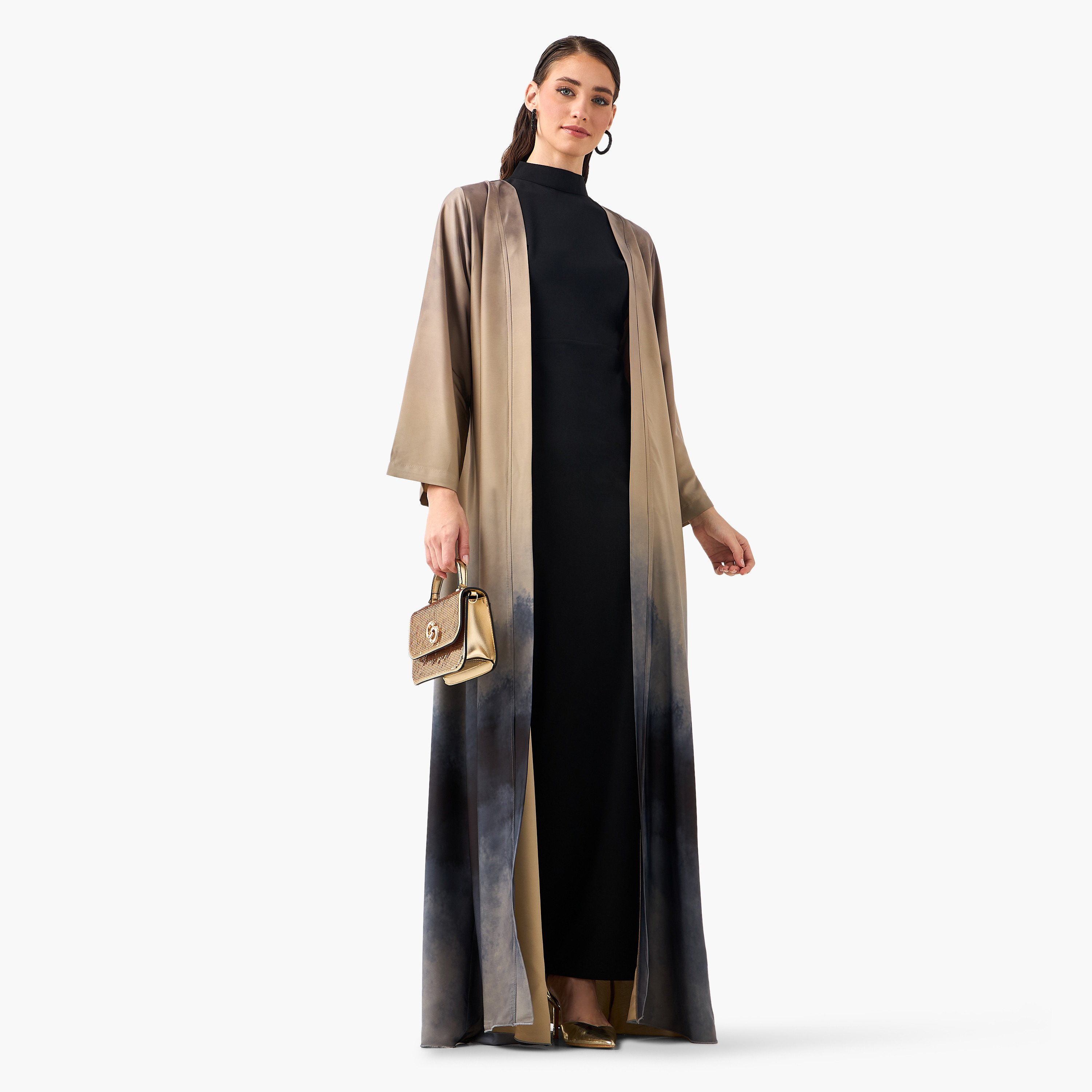 عباية نسائية بتصميم "أومبريه" متدرج الألوان من غولدن أبل-women-arabicclothing-abayas-image-3