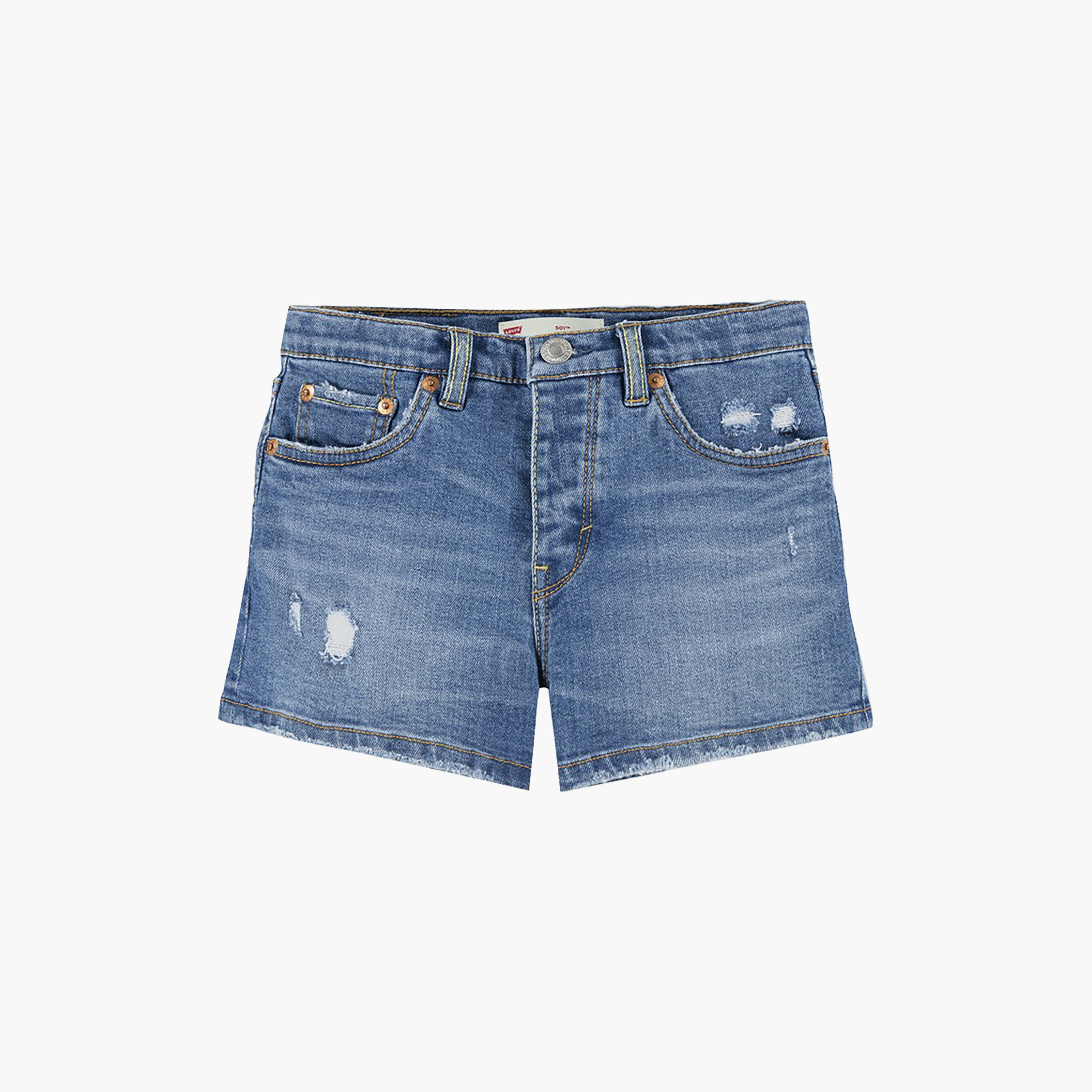 Levi’s Solid Denim Buttoned Shorts-girls-clothing-bottoms-shorts-image-1