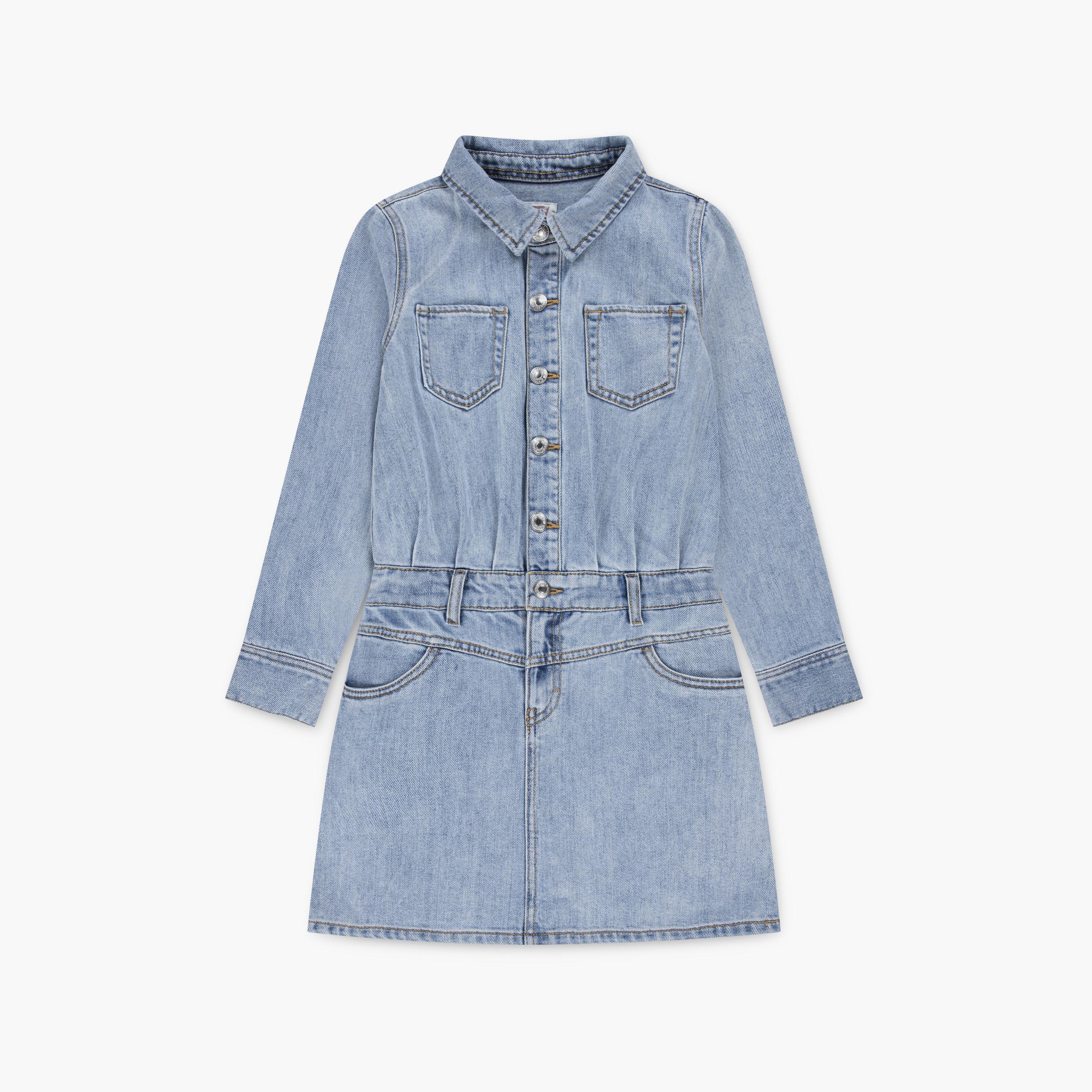فستان قصير من الدنيم بأكمام طويلة من ليفايس-girls-clothing-dressesandjumpsuits-image-1