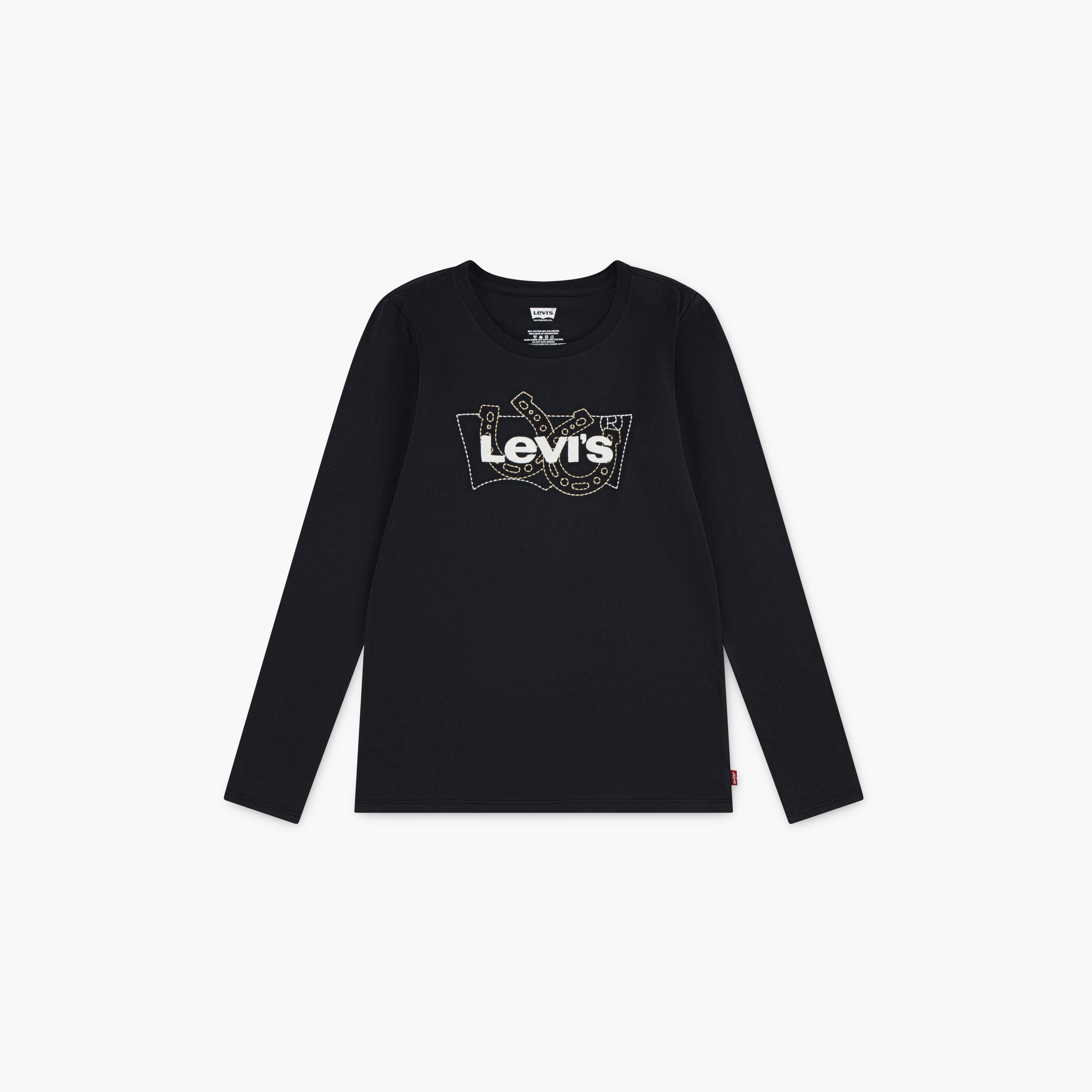 Levi’s Round Neck Long Sleeves Embroidered T-Shirt-girls-clothing-tshirts-image-1