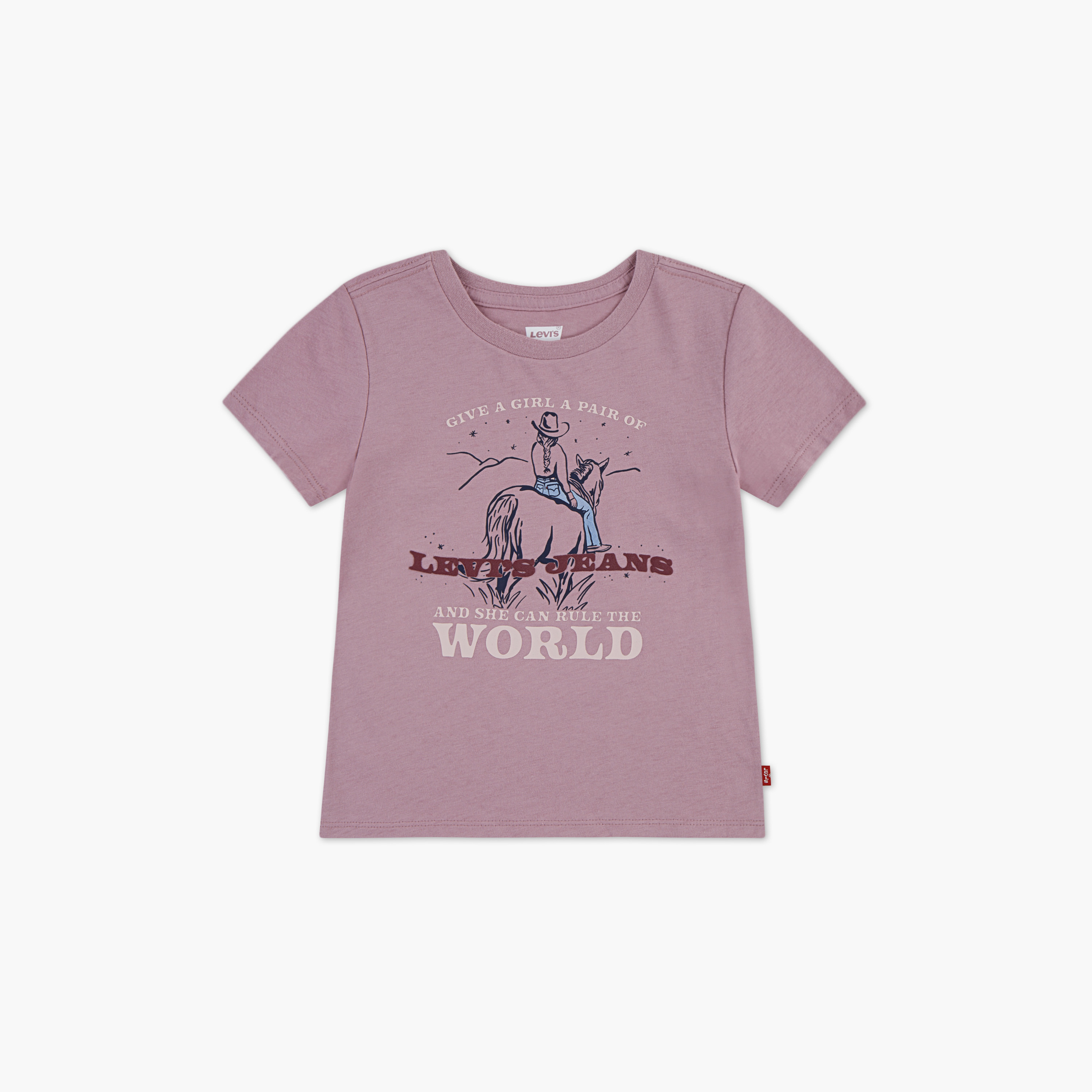 تي شيرت بأكمام قصيرة وياقة مستديرة وطبعة جرافيك-girls-clothing-tshirts-image-1