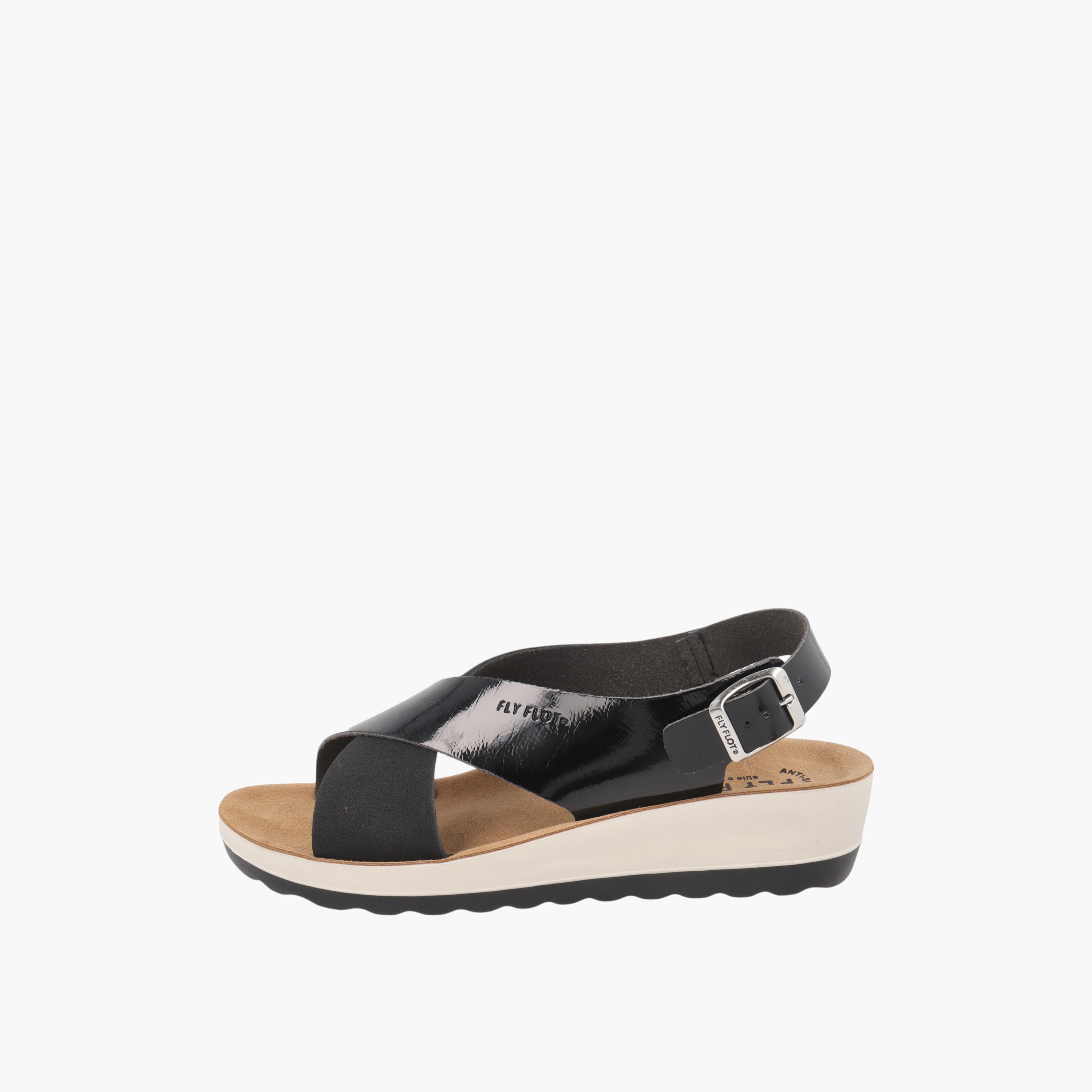 FlyFlot Solid Cross Strap Sandals with Buckle Closure and Wedge Heels-women-shoes-sandals-heeled-image-4