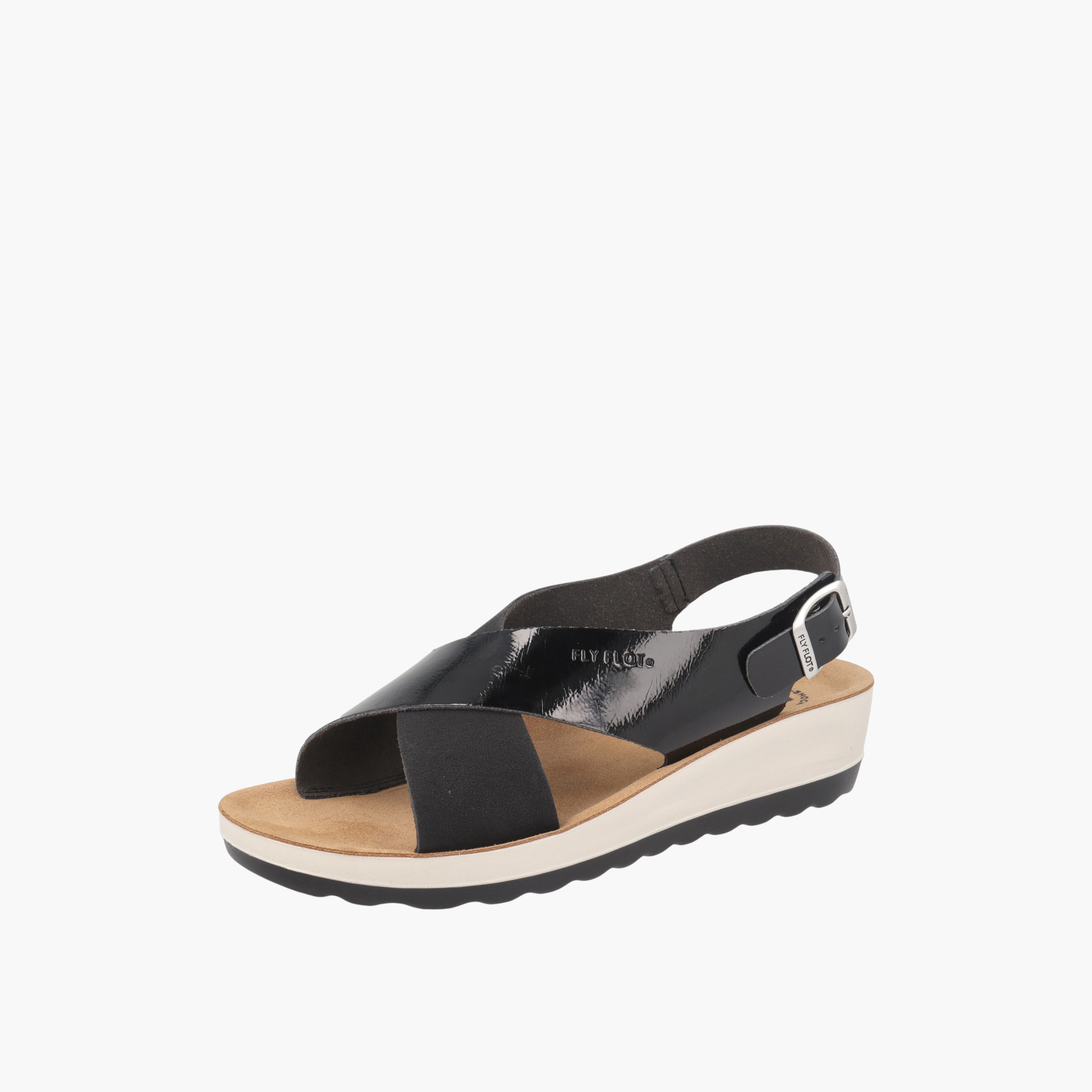FlyFlot Solid Cross Strap Sandals with Buckle Closure and Wedge Heels-women-shoes-sandals-heeled-image-5
