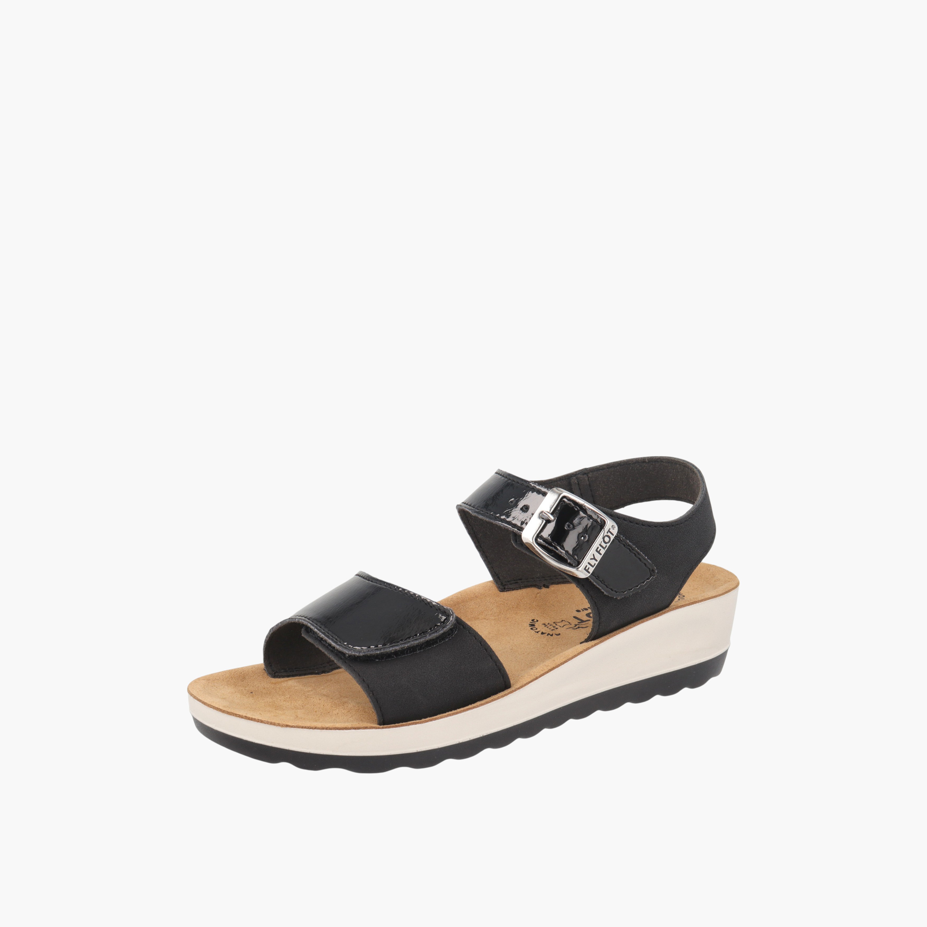 FlyFlot Solid Strap Sandals with Wedge Heels and Buckle Closure-women-shoes-sandals-heeled-image-1