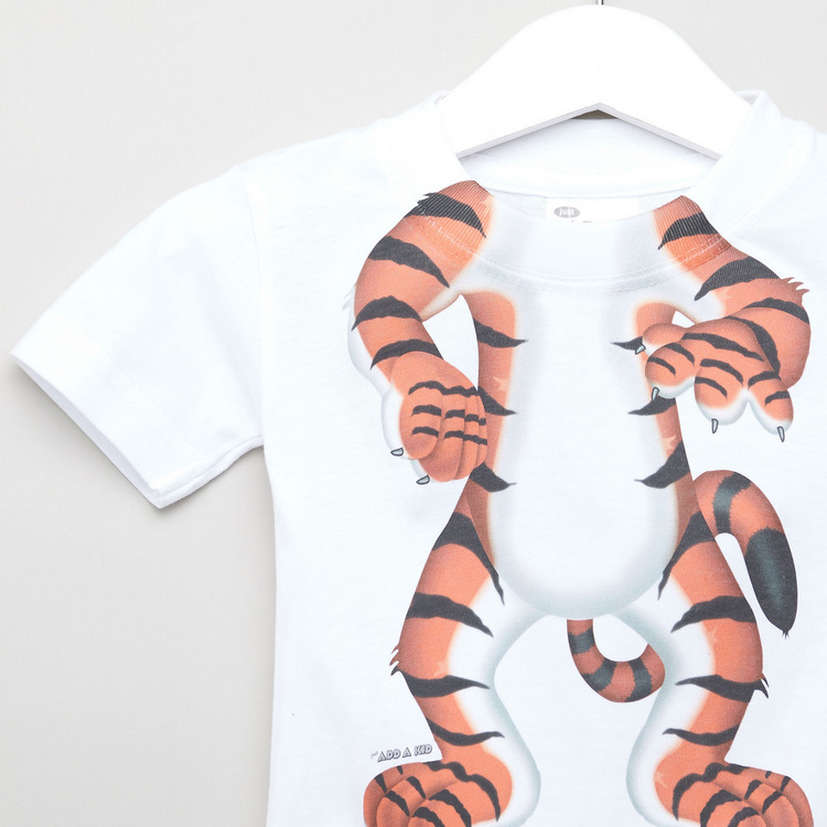Just Add A Kids Tiger Body Print T-shirt with Round Neck