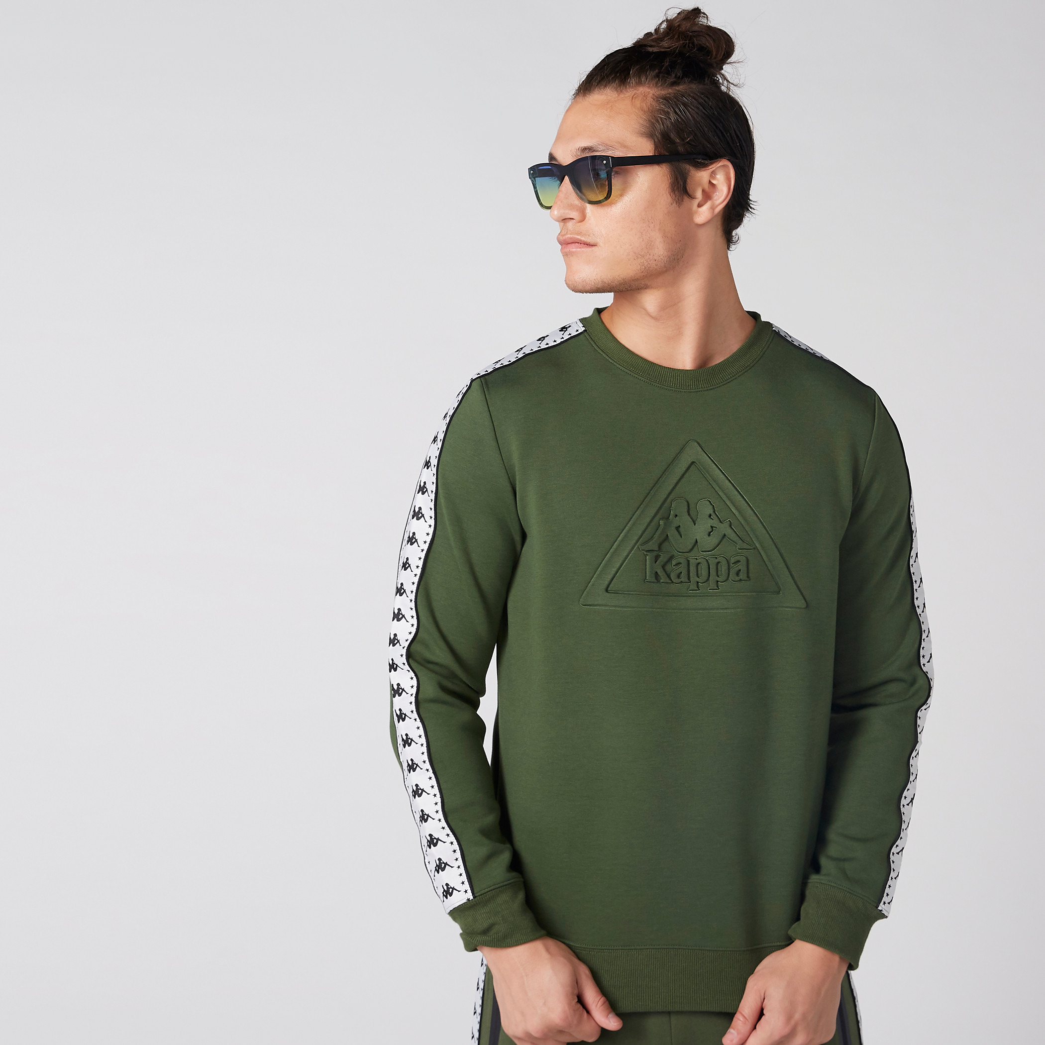 Buy Men s Kappa Embossed Sweatshirt with Tape Detail and Long Sleeves Online Centrepoint Qatar