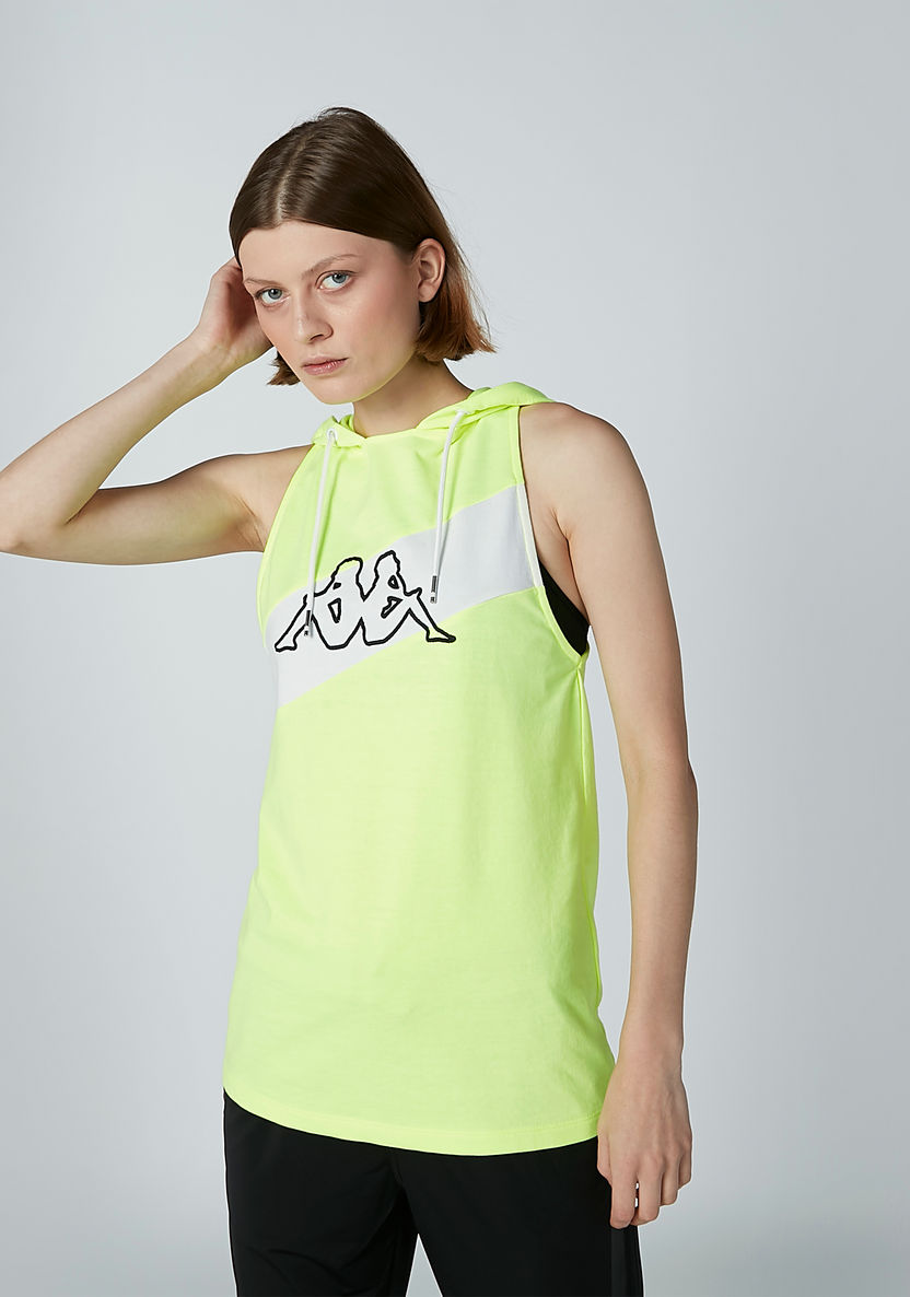 Kappa Printed Sleeveless Top with Hood and Tape Detail-T Shirts and Vests-image-1