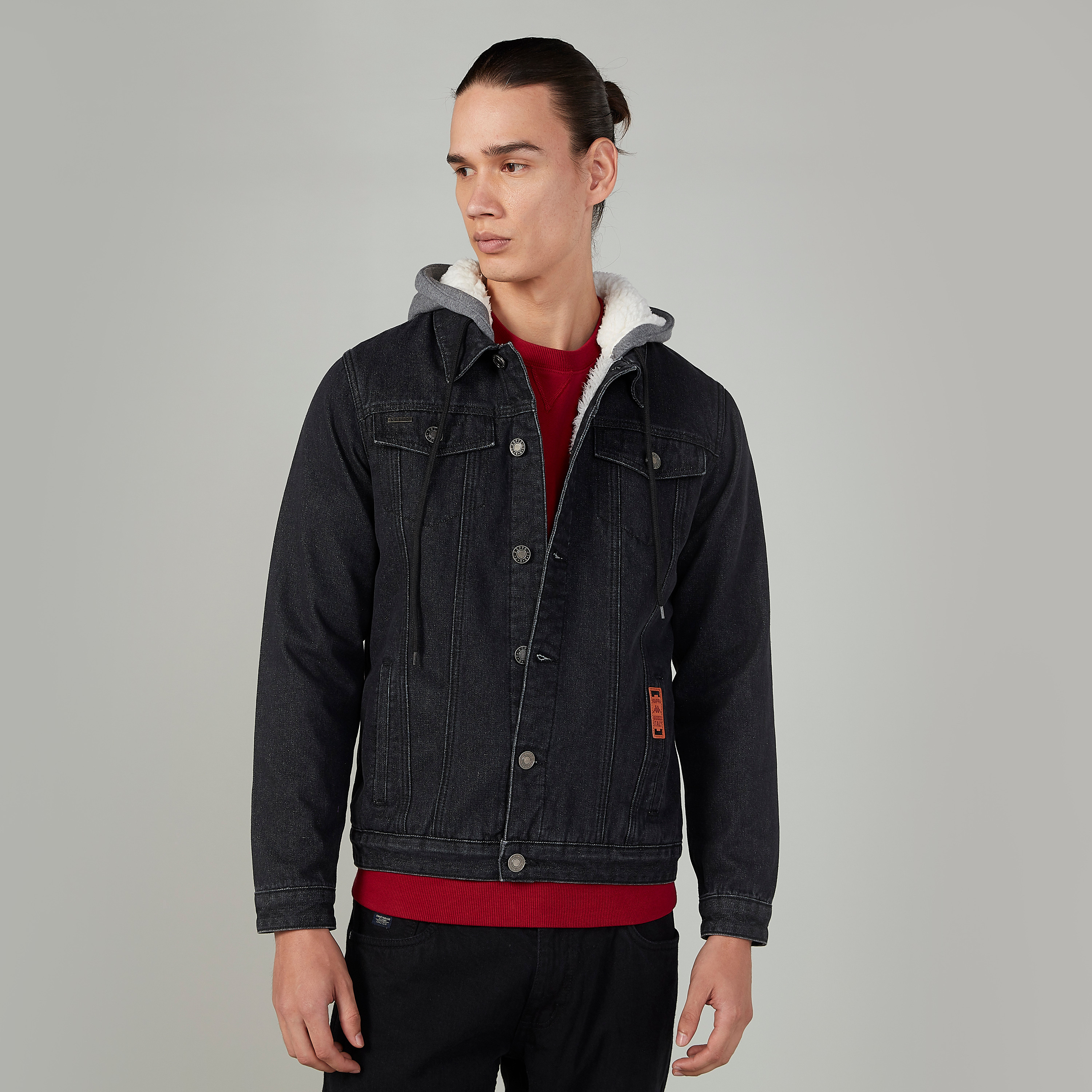 Plain denim jacket sales mens