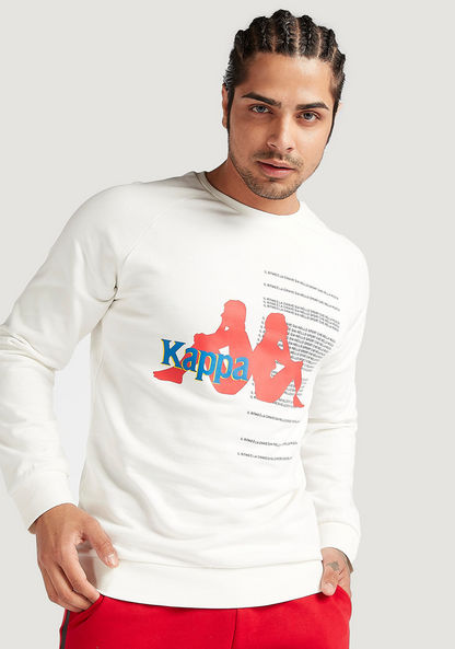 Kappa Printed Crew Neck Sweatshirt with Long Sleeves-Hoodies and Sweatshirts-image-0