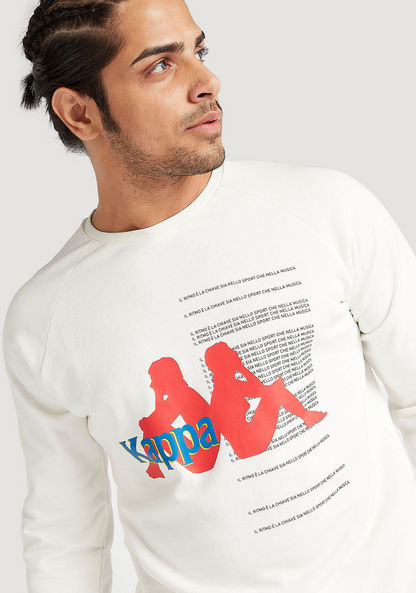 Kappa Printed Crew Neck Sweatshirt with Long Sleeves-Hoodies and Sweatshirts-image-2