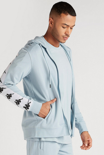 Sustainable Kappa Printed Hoodie with Zip Closure and Pockets