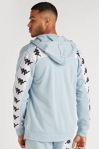 Sustainable Kappa Printed Hoodie with Zip Closure and Pockets