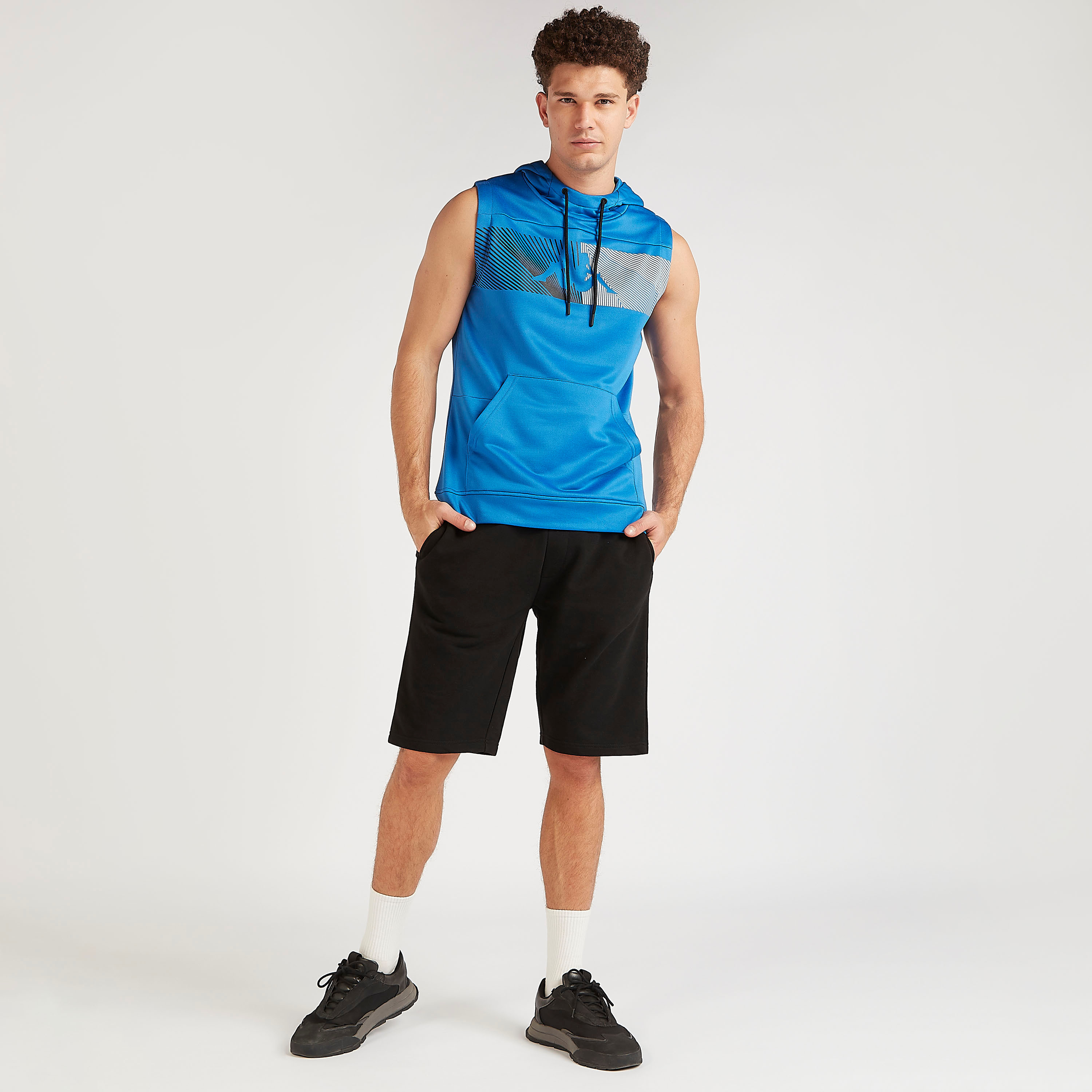 Kappa Printed Sleeveless Hoodie with Kangaroo Pocket-men-winterwear-hoodiesandsweatshirts-image-2