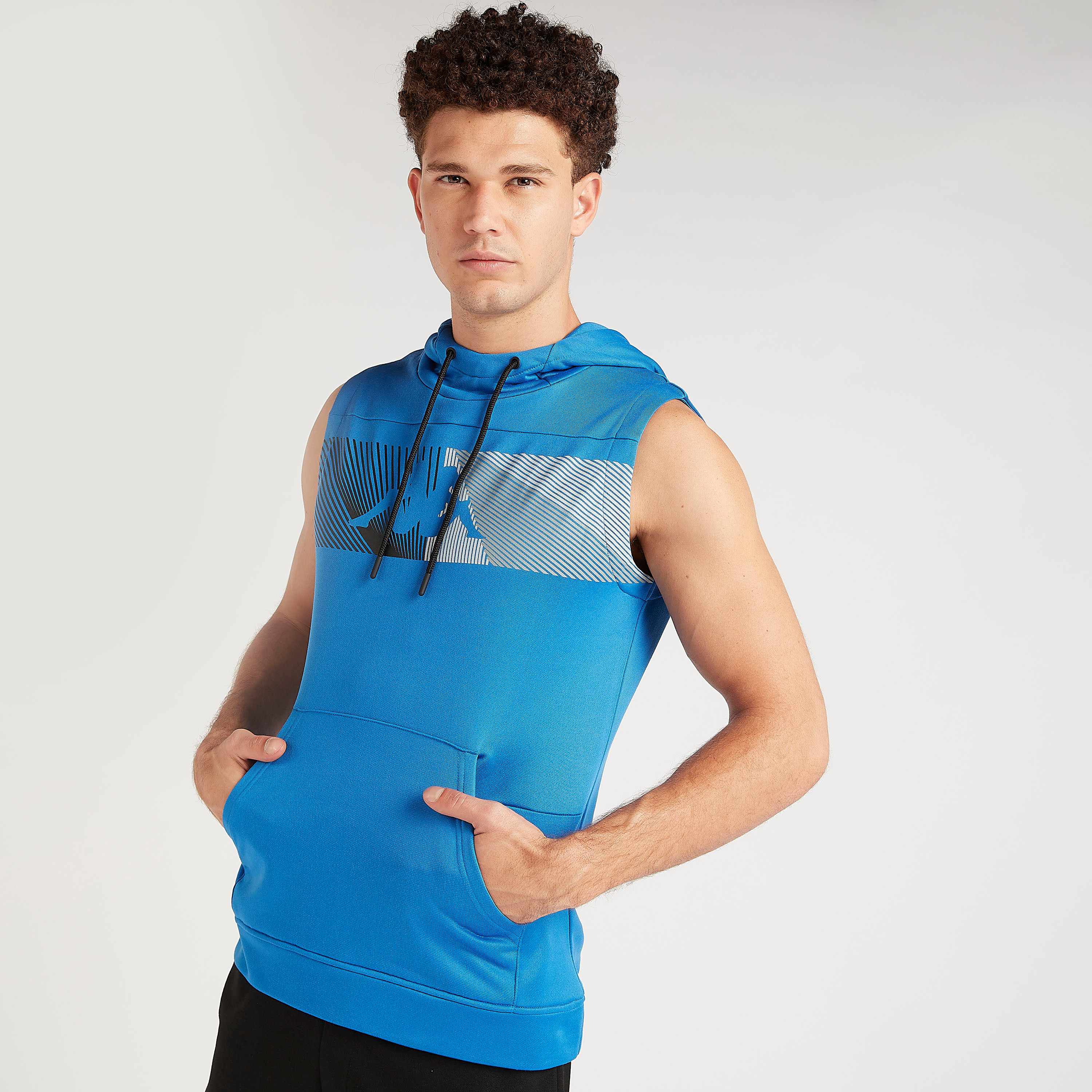 Kappa Printed Sleeveless Hoodie with Kangaroo Pocket-men-winterwear-hoodiesandsweatshirts-image-6