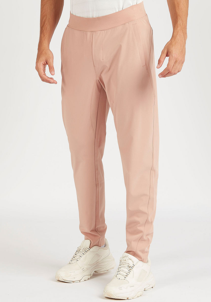 Solid Track Pants with Elasticated Waistband-Joggers-image-0