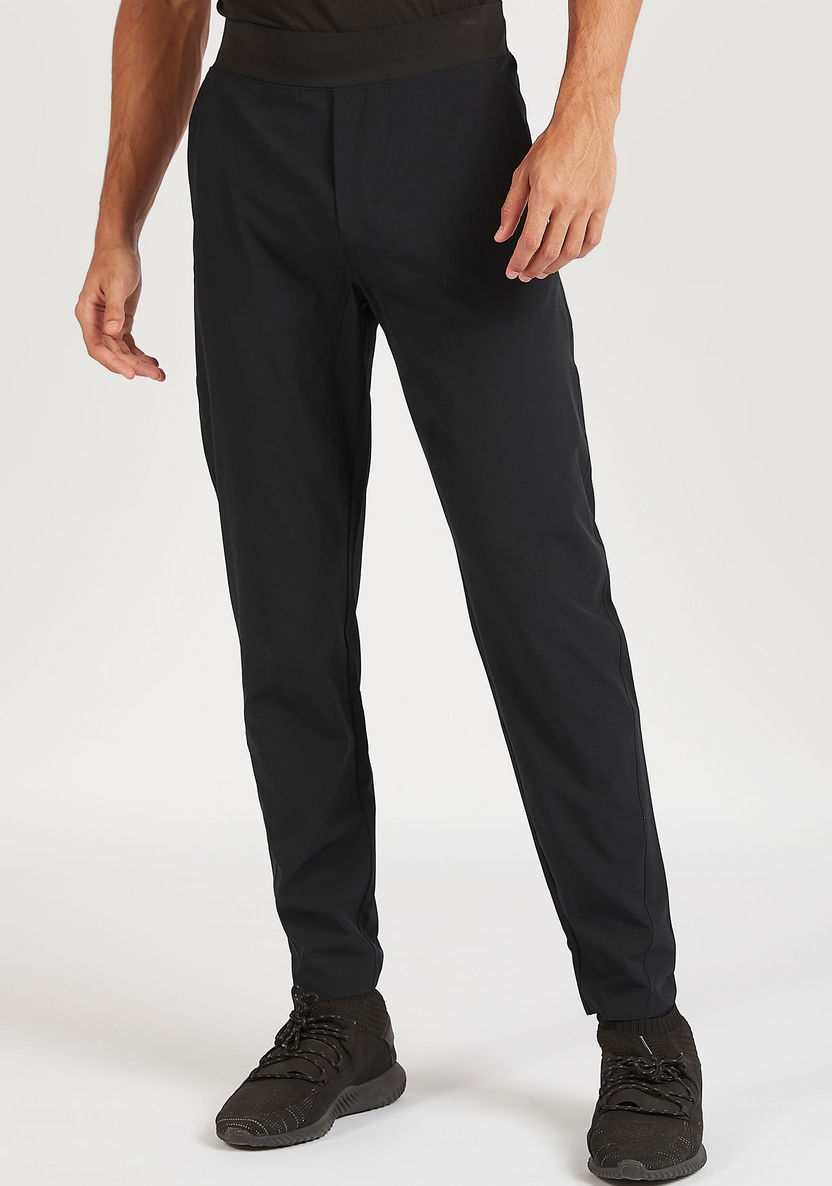 Solid Track Pants with Elasticated Waistband-Joggers-image-0