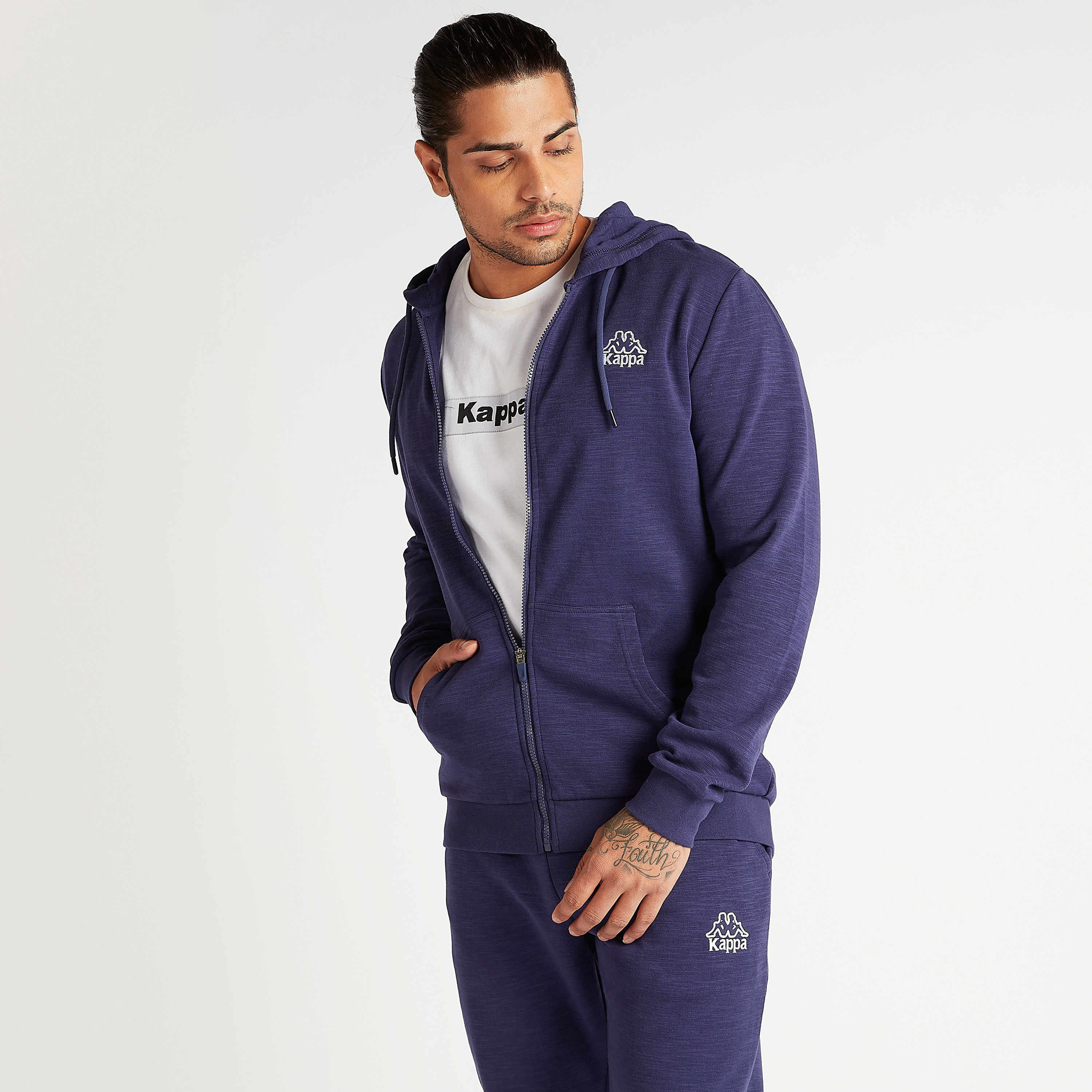 Kappa Solid Zip Through Hooded Jacket with Pockets -men-winterwear-hoodiesandsweatshirts-image-1