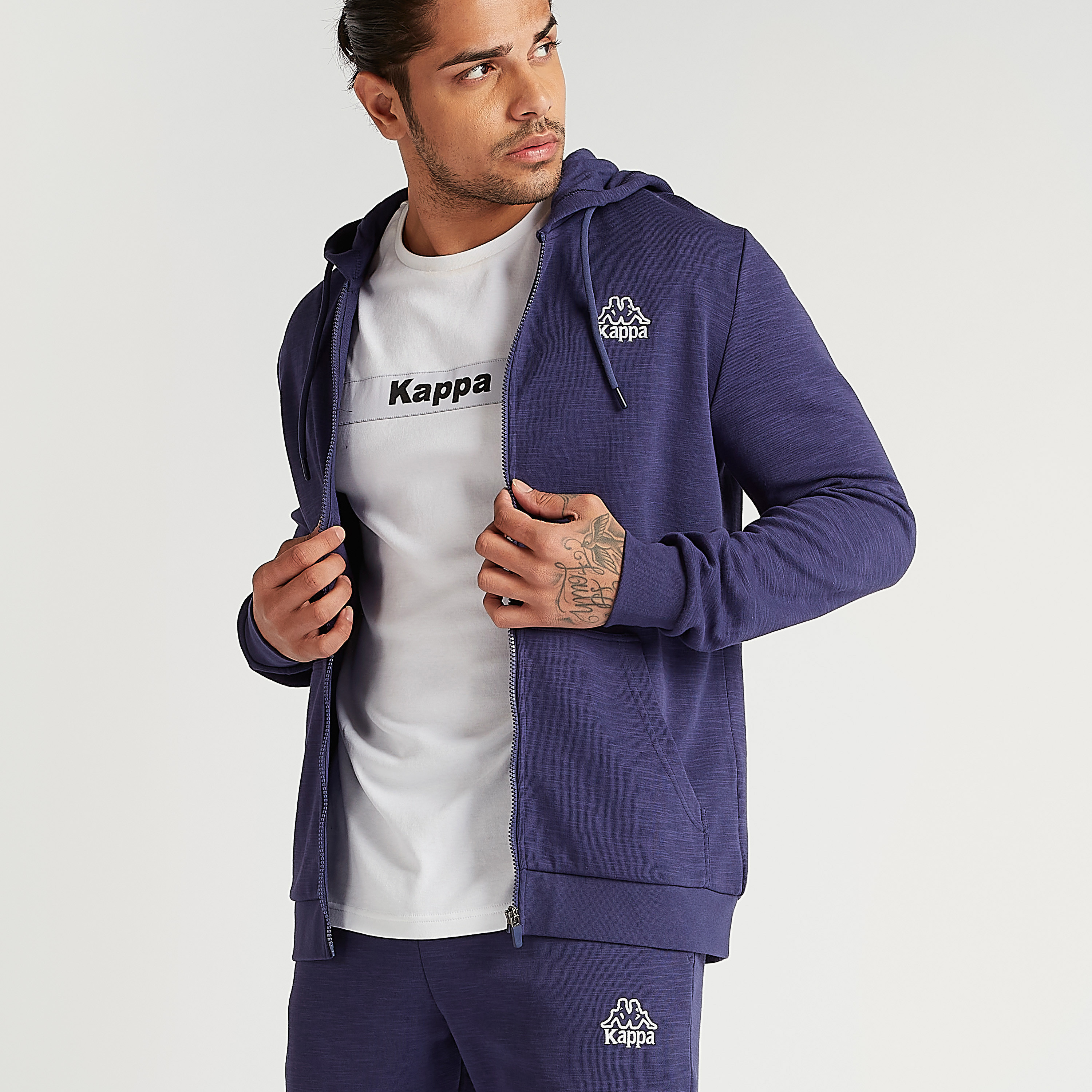 Kappa Solid Zip Through Hooded Jacket with Pockets -men-winterwear-hoodiesandsweatshirts-image-3