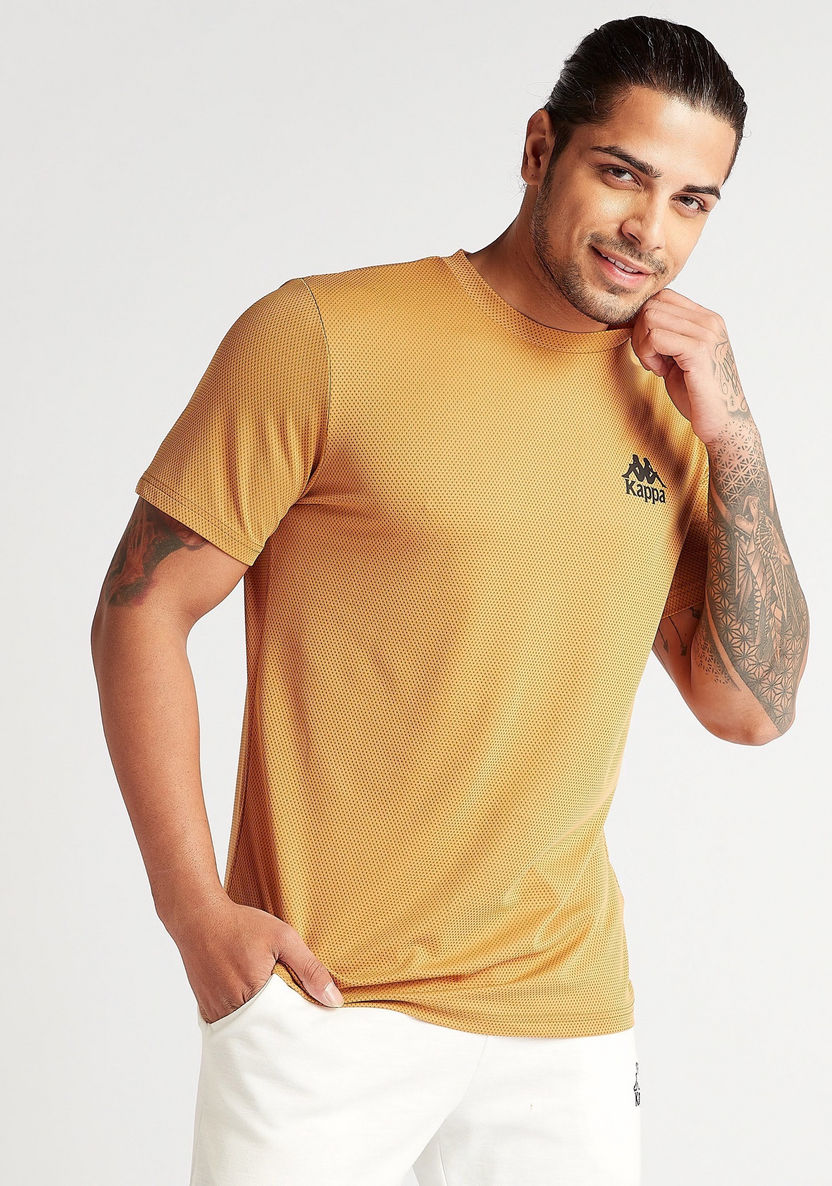 Kappa Print Crew Neck Mesh T-shirt with Short Sleeves-T Shirts & Vests-image-0