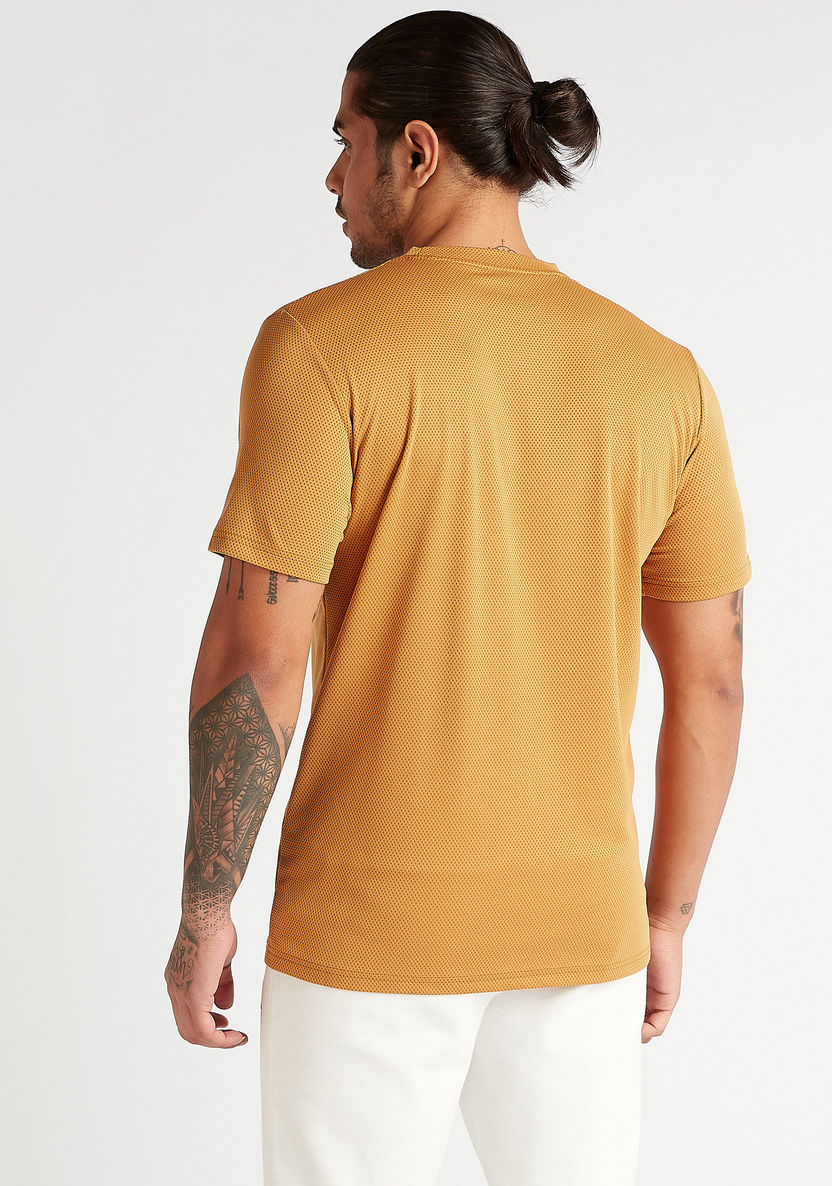 Kappa Print Crew Neck Mesh T-shirt with Short Sleeves-T Shirts & Vests-image-3