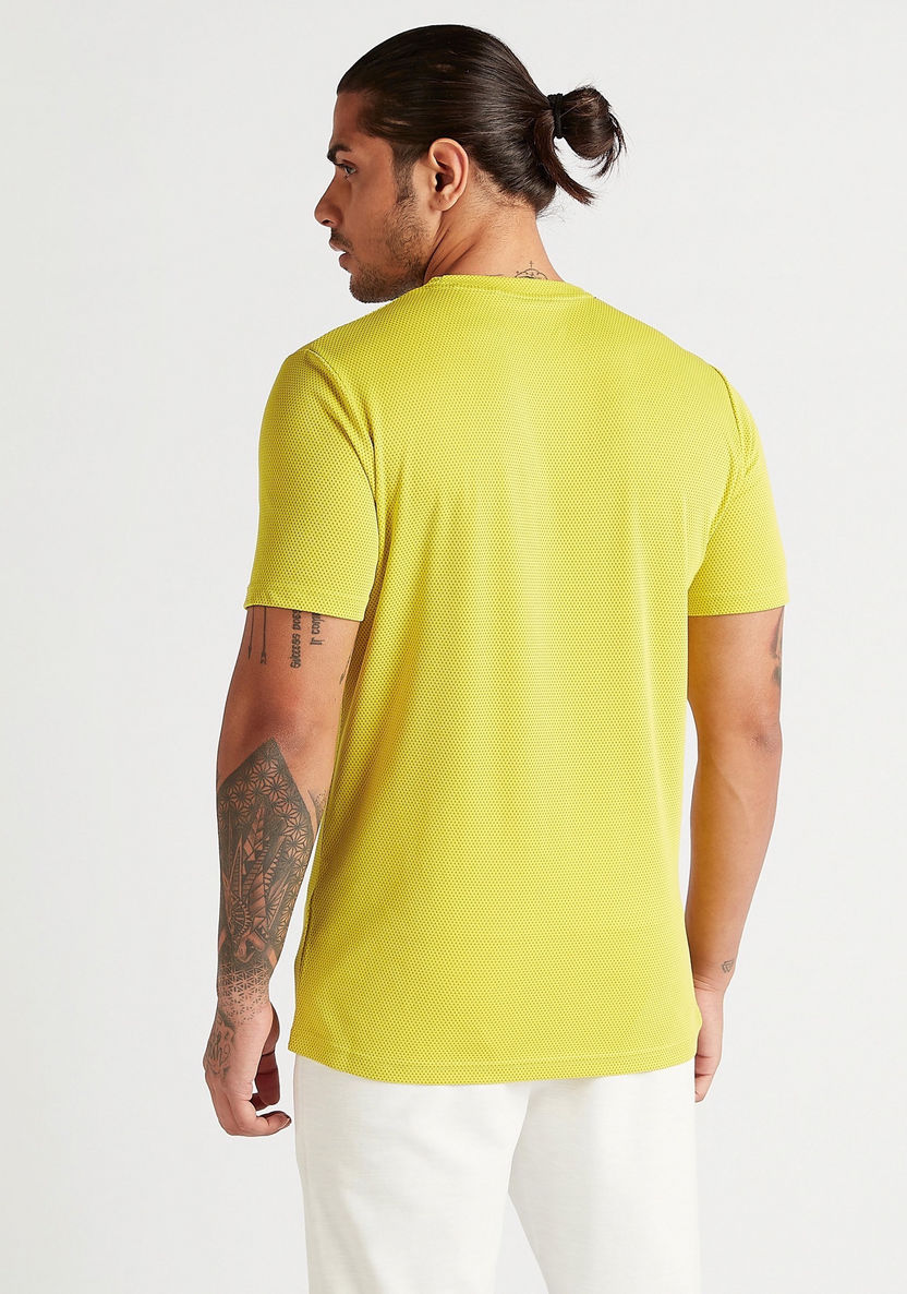 Kappa Print Crew Neck Mesh T-shirt with Short Sleeves-T Shirts & Vests-image-3