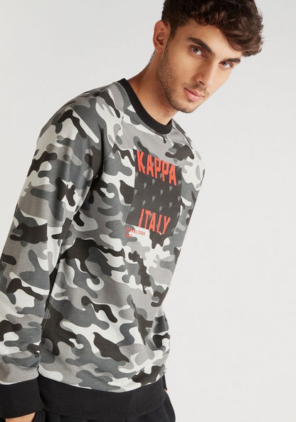 Kappa Camouflage Print Sweatshirt with Long Sleeves