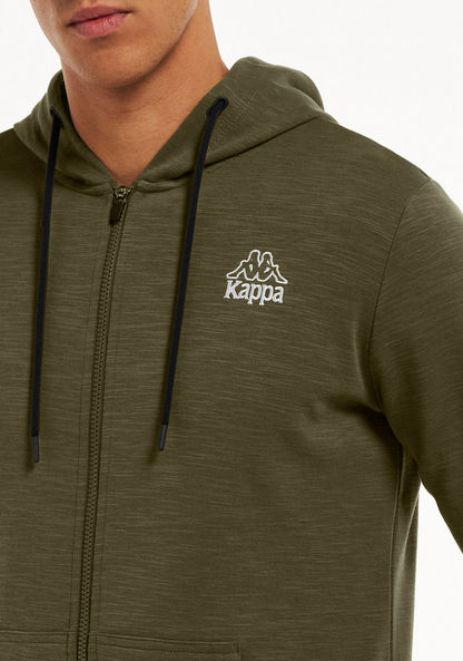 Kappa Solid Zip Through Sweatshirt with Hood and Pockets-Hoodies & Sweatshirts-image-3