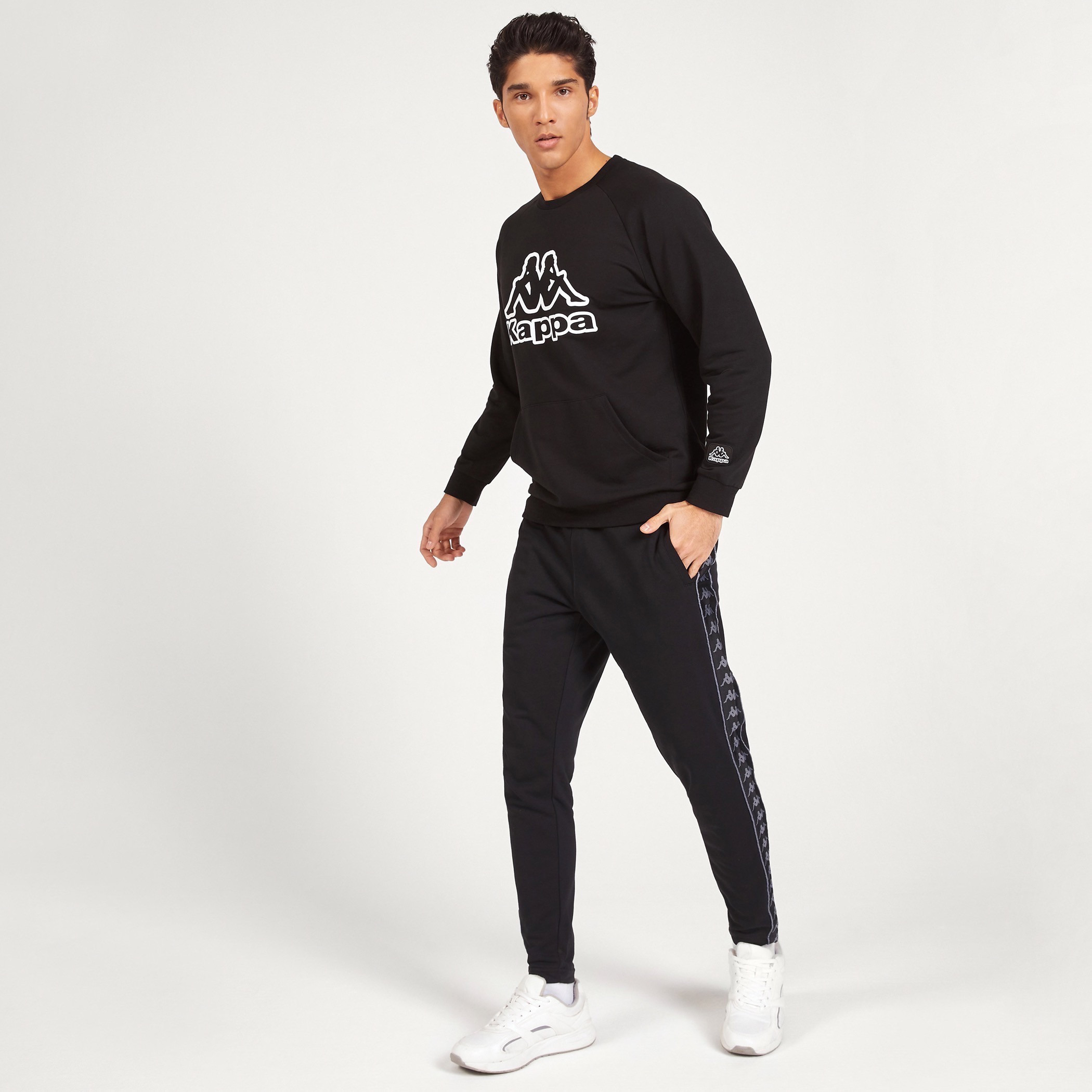 Kappa Logo Print Crew Neck Sweatshirt with Long Sleeves-men-winterwear-hoodiesandsweatshirts-image-2