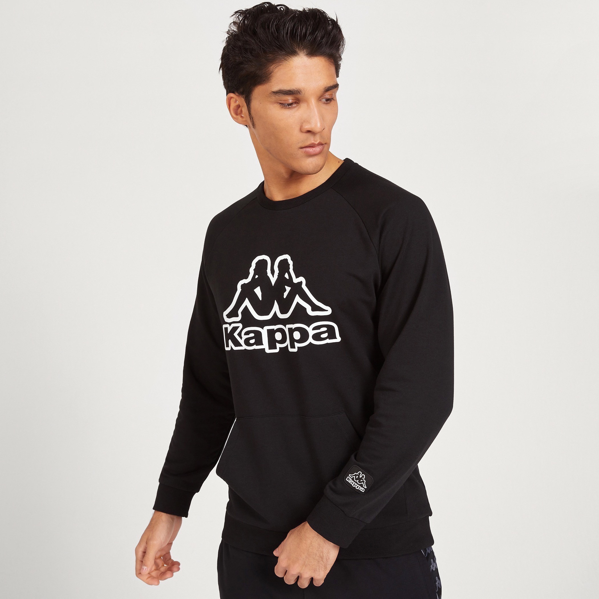 Kappa Logo Print Crew Neck Sweatshirt with Long Sleeves-men-winterwear-hoodiesandsweatshirts-image-3