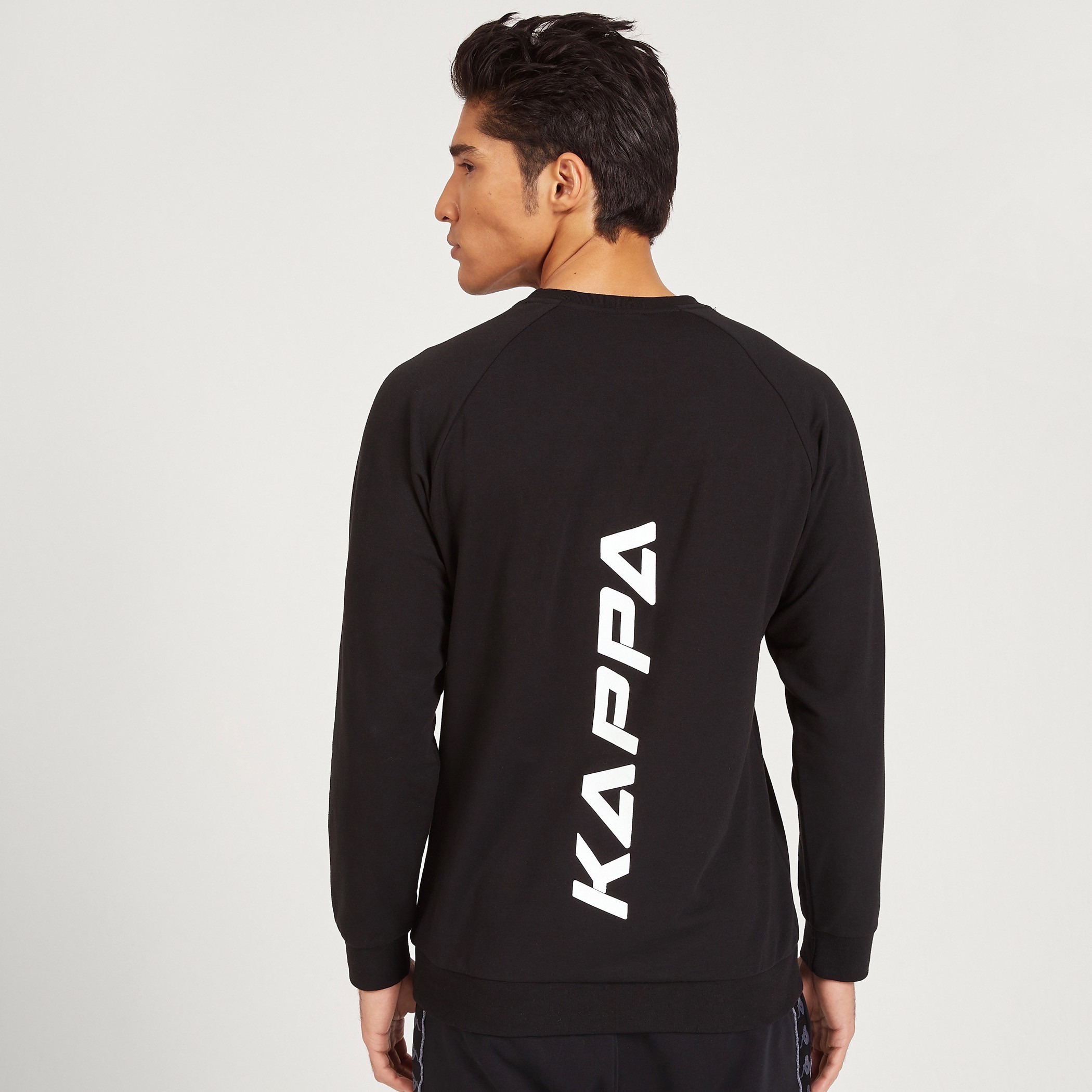 Kappa Logo Print Crew Neck Sweatshirt with Long Sleeves-men-winterwear-hoodiesandsweatshirts-image-4