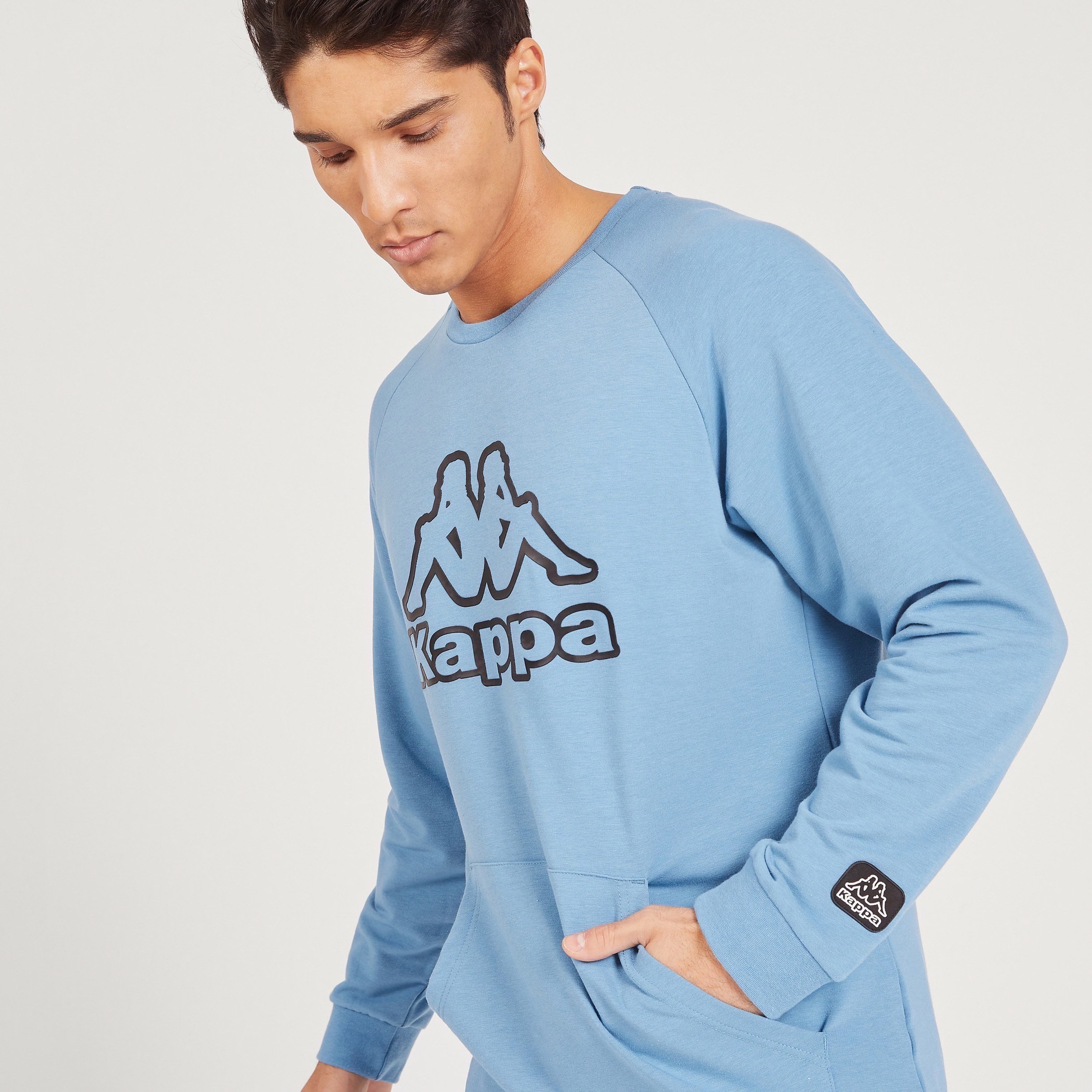 Kappa Logo Print Crew Neck Sweatshirt with Long Sleeves-men-winterwear-hoodiesandsweatshirts-image-9