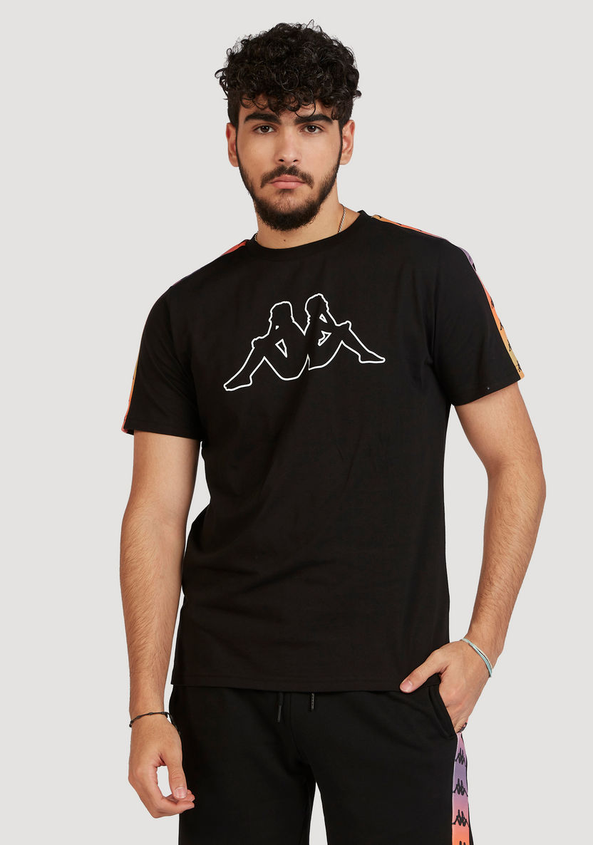 Kappa Printed Crew Neck T-shirt with Short Sleeves and Tape Detail-T Shirts-image-0