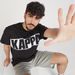 Kappa Logo Print Crew Neck T-shirt with Short Sleeves-T Shirts-thumbnail-0