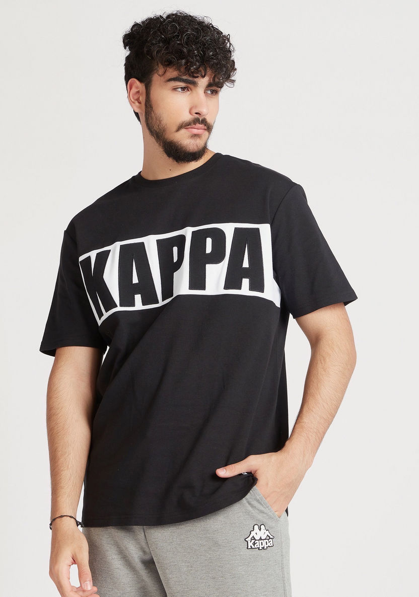 Kappa Logo Print Crew Neck T-shirt with Short Sleeves-T Shirts-image-3