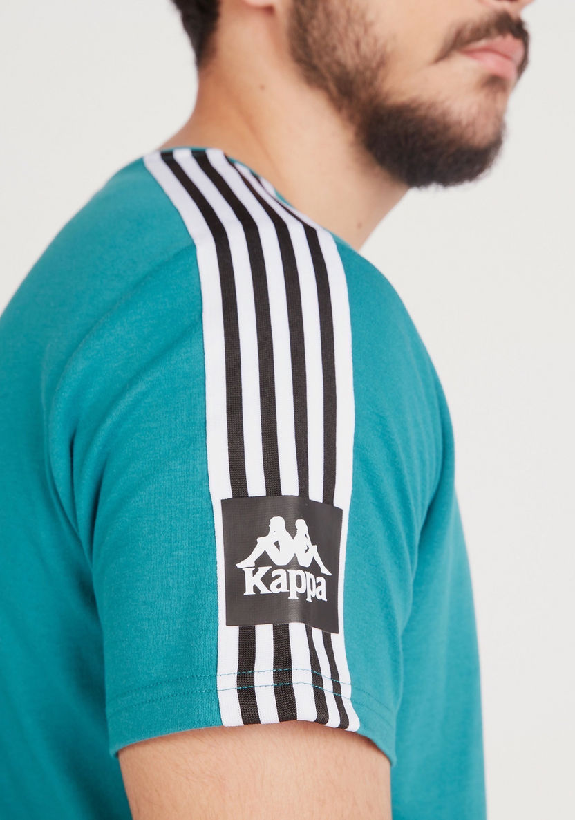 Kappa Solid Crew Neck T-shirt with Short Sleeves and Side Tape Detail-T Shirts-image-2
