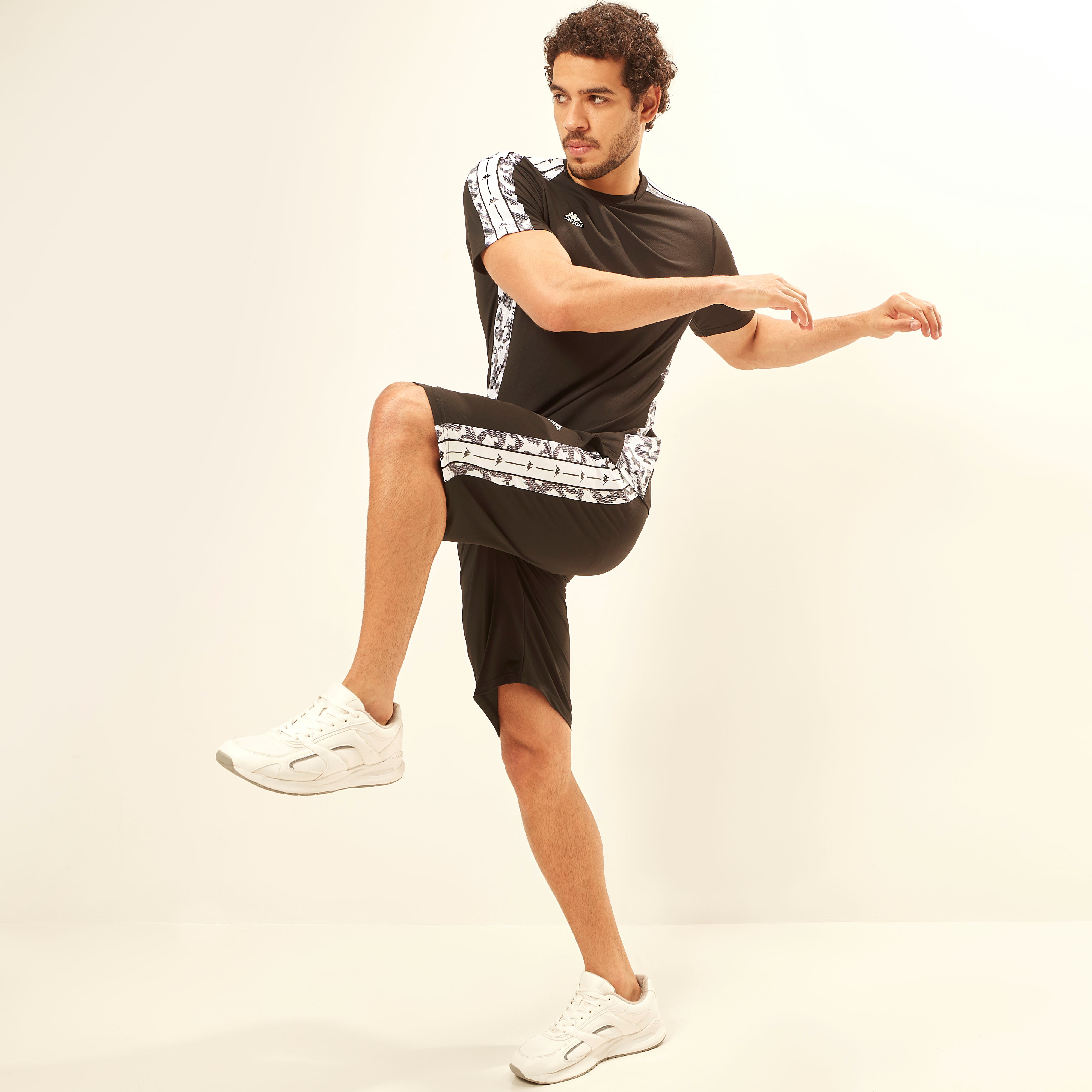 Kappa Panelled Shorts with Drawstring Closure and Pockets-sports-men-clothing-bottoms-image-2